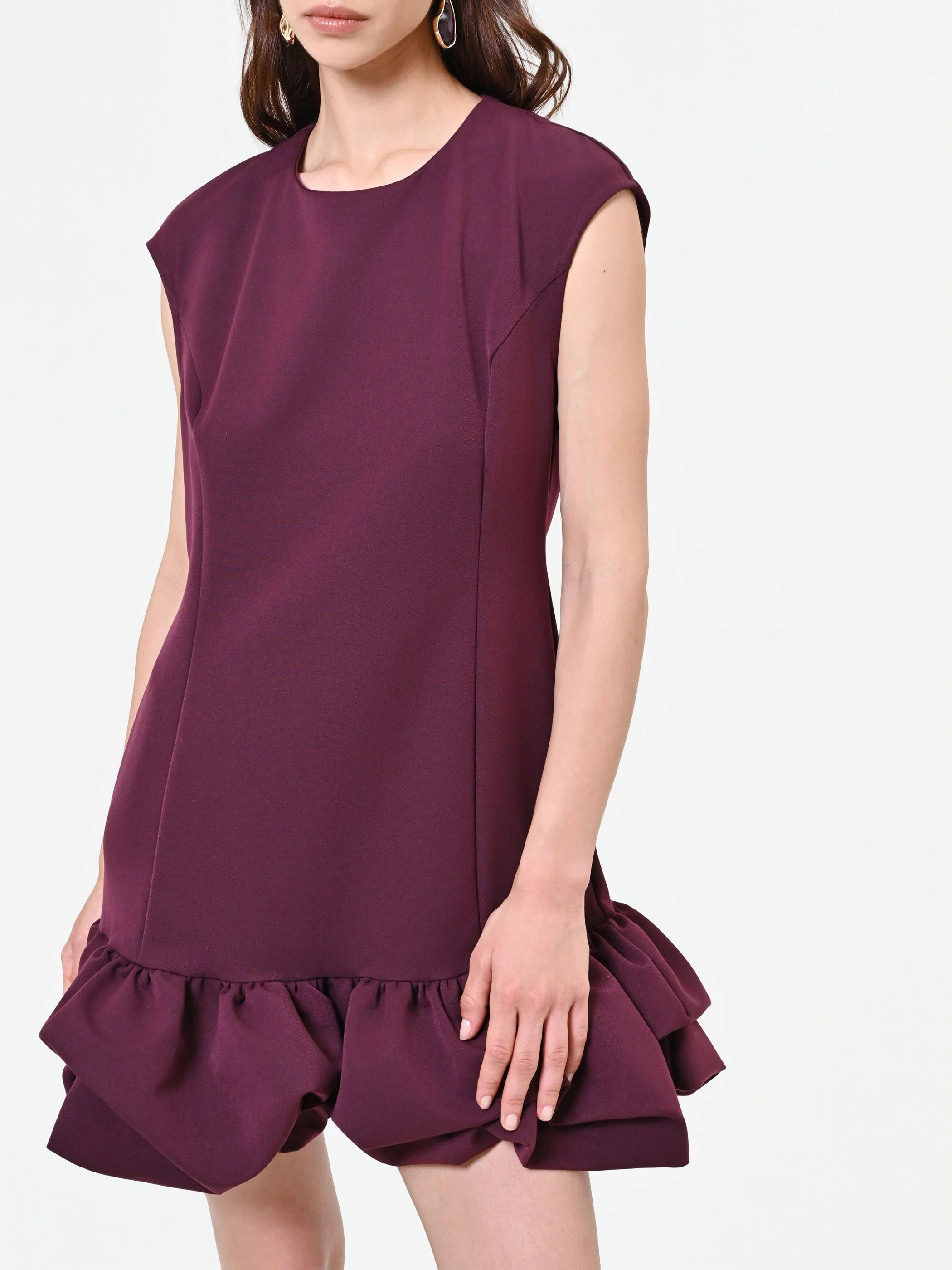 Abito bordeaux rosso con balza - Image 2