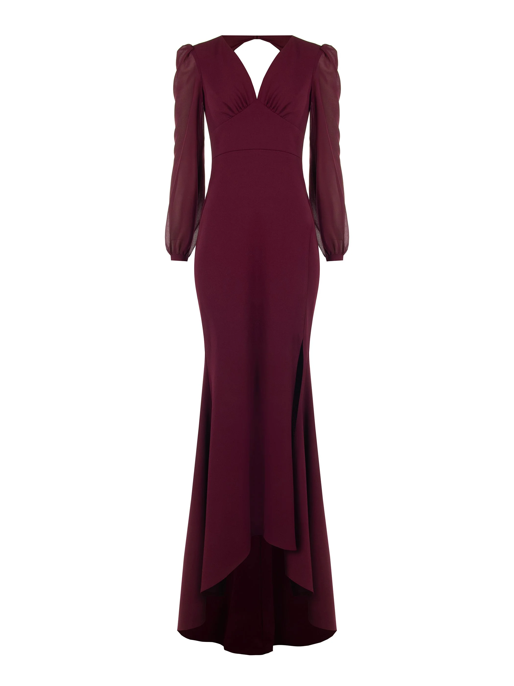 Abito lungo asimmetrico bordeaux rosso - Image 5