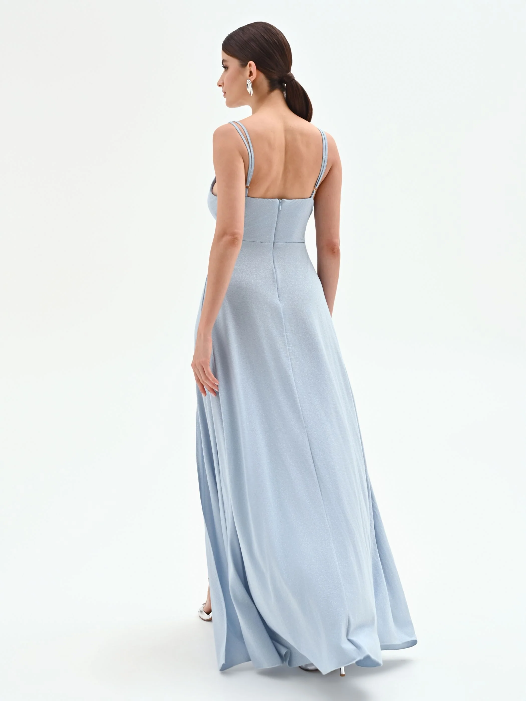 Abito lungo cielo azzurro in jersey lurex - Image 2