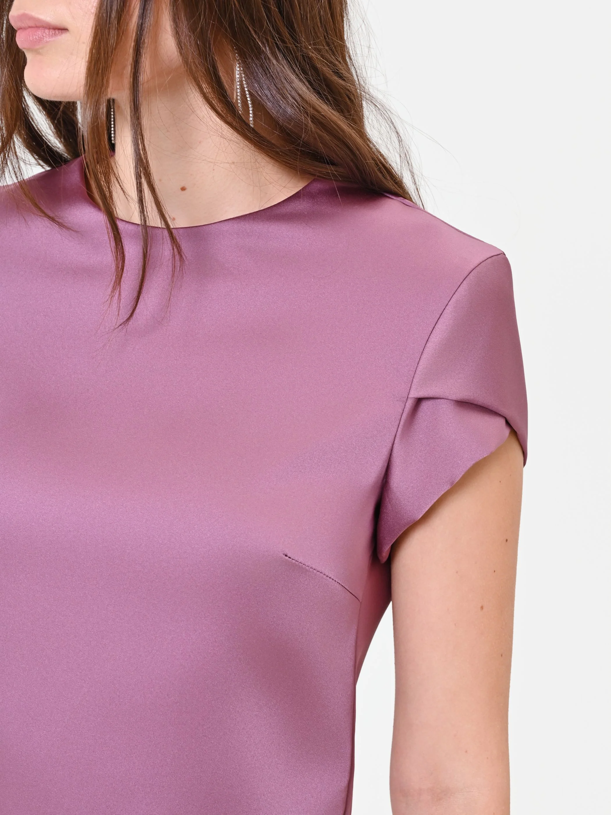 Blusa crop in raso rosa antico - Image 4