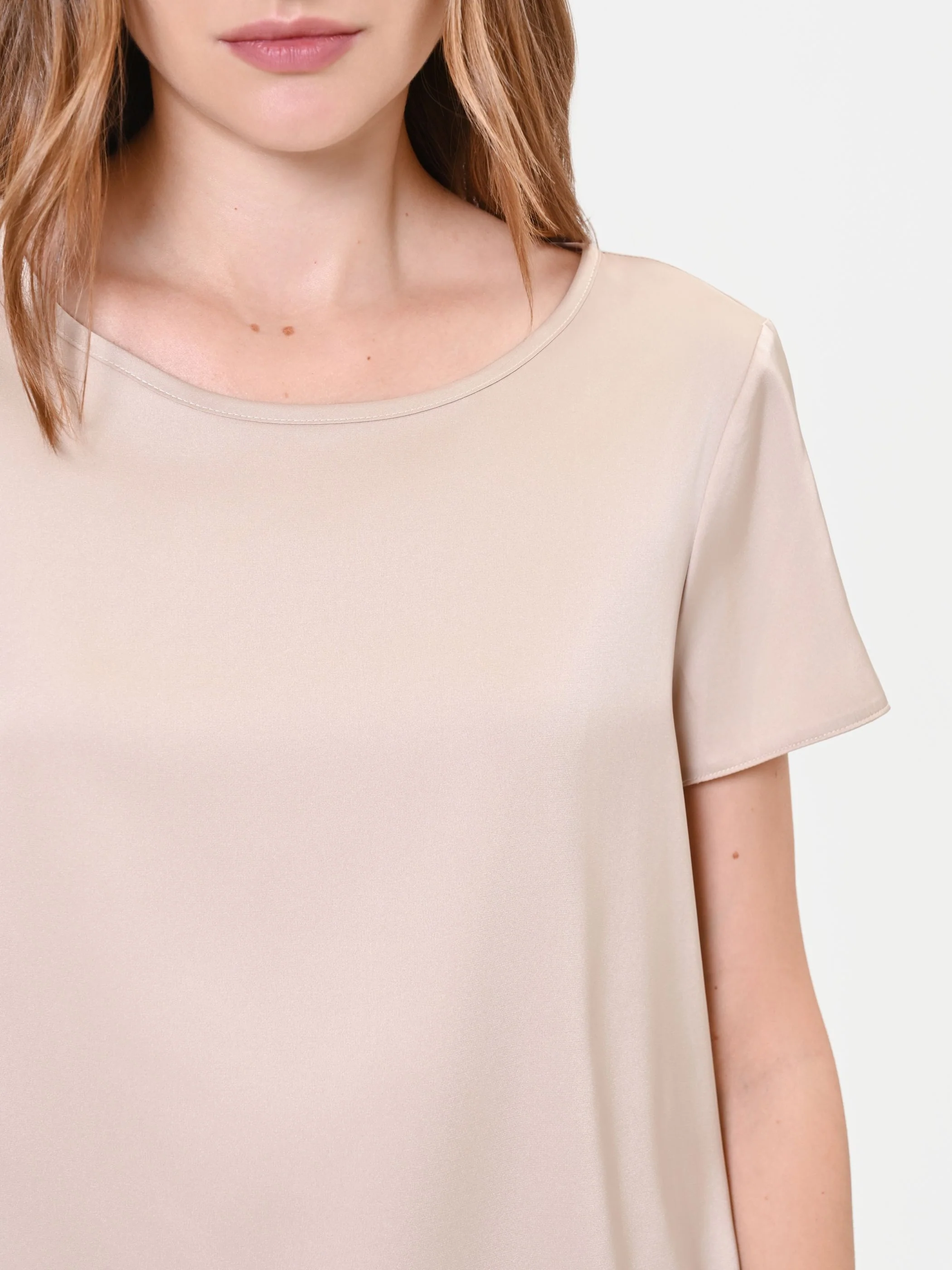 Blusa in raso tortora beige - Image 2