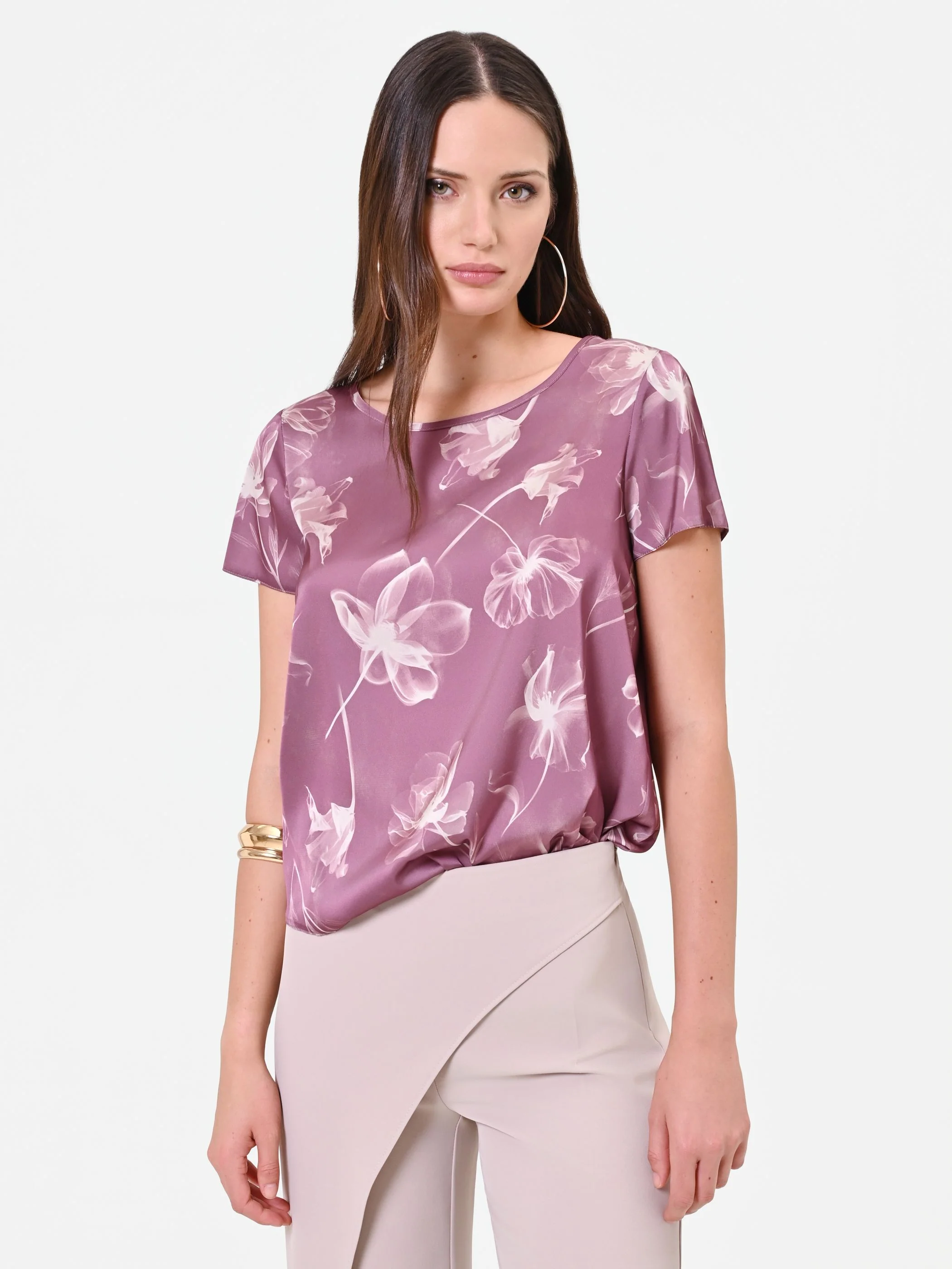 Blusa rosa antico con stampa floreale - Image 3