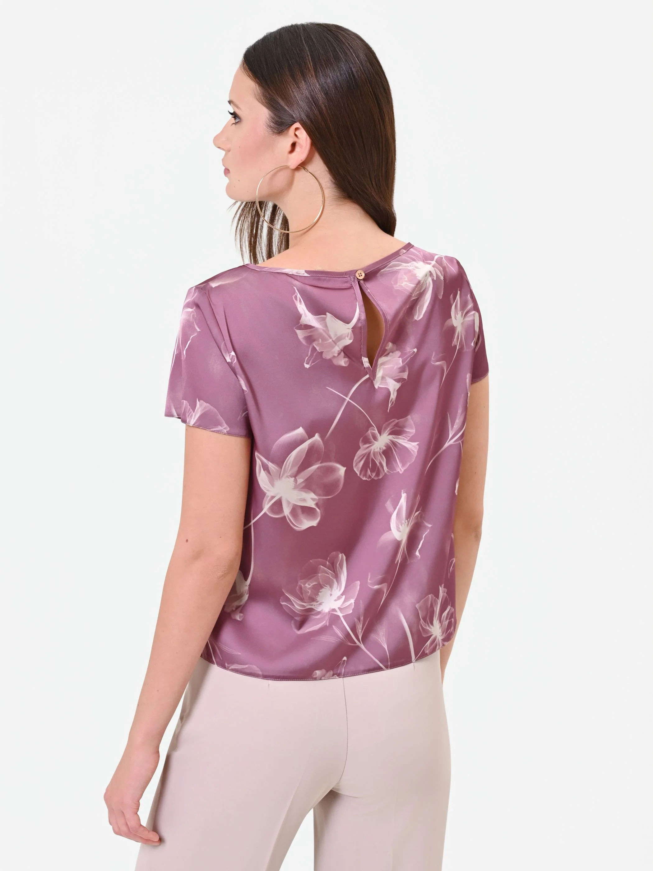 Blusa rosa antico con stampa floreale - Image 4