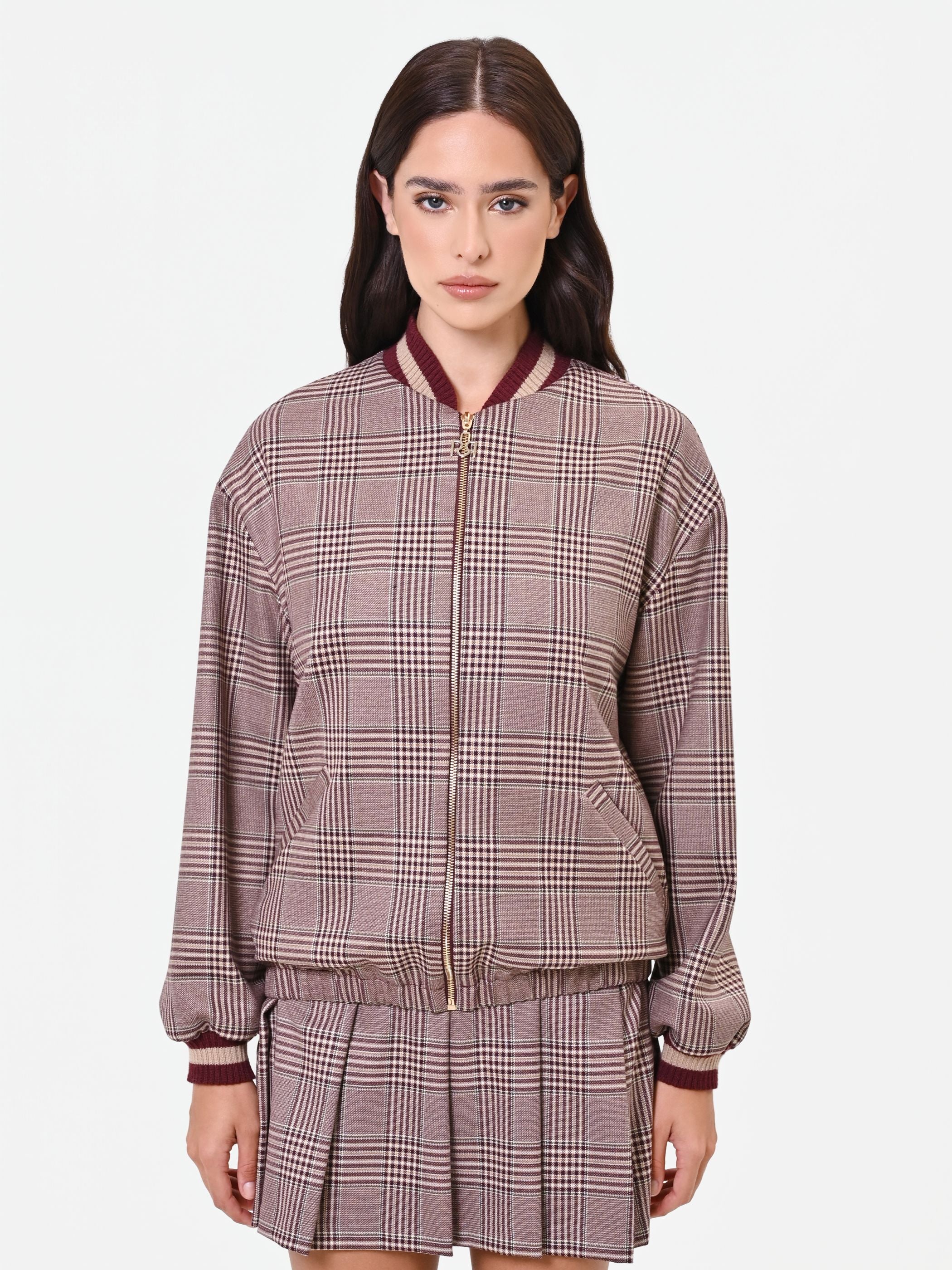 Bomber fantasia check rosso bordeaux - Image 2