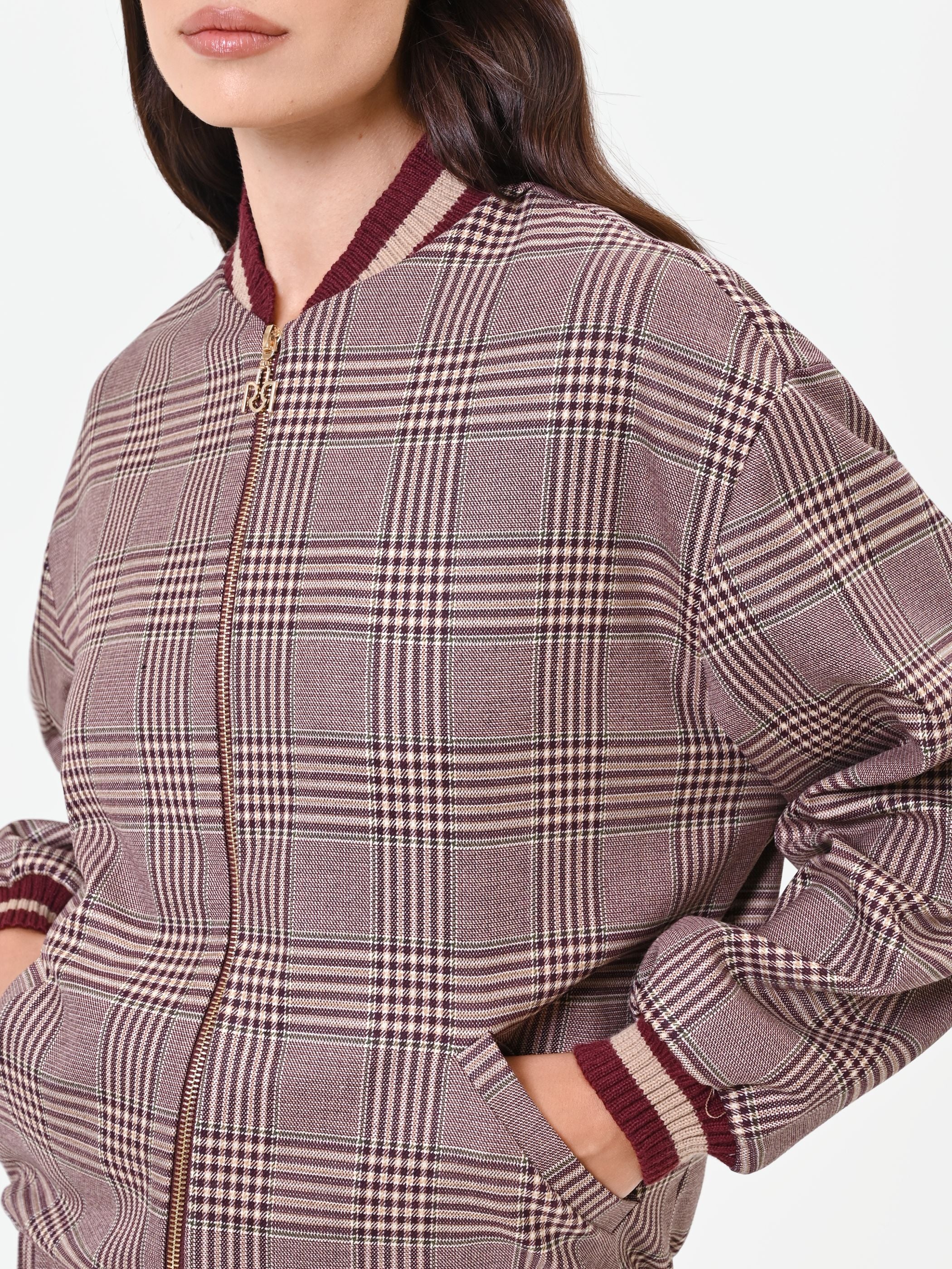 Bomber fantasia check rosso bordeaux - Image 4