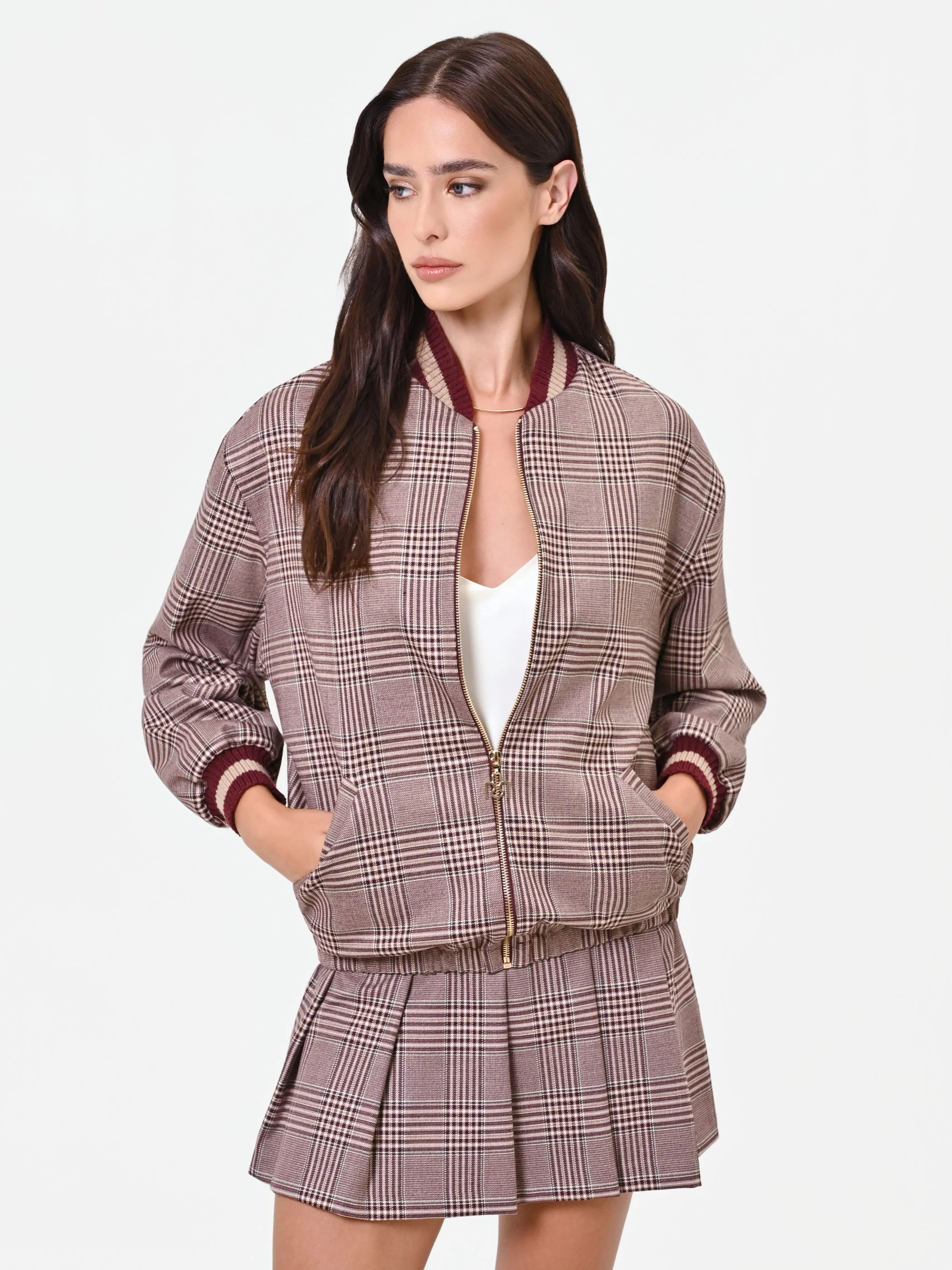 Bomber fantasia check rosso bordeaux - Image 5