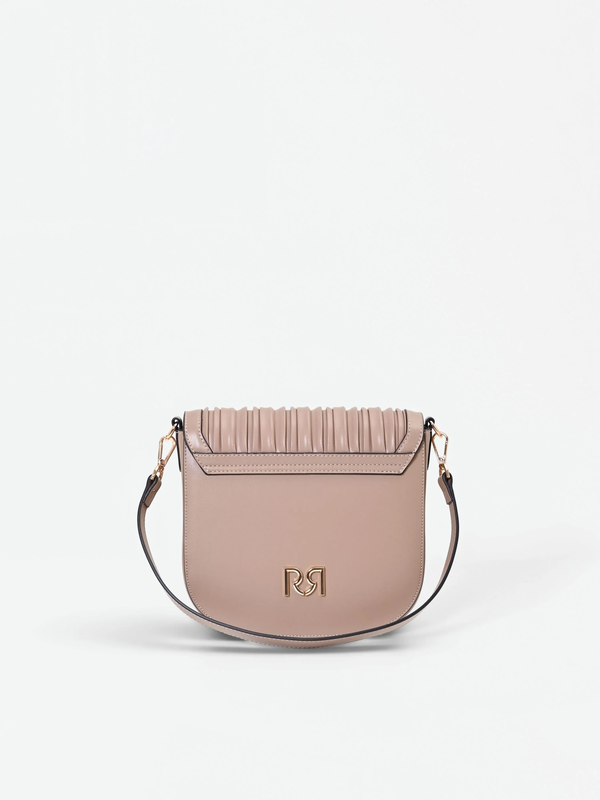 Borsa a tracolla tortora beige con lavorazione plissé - Image 2