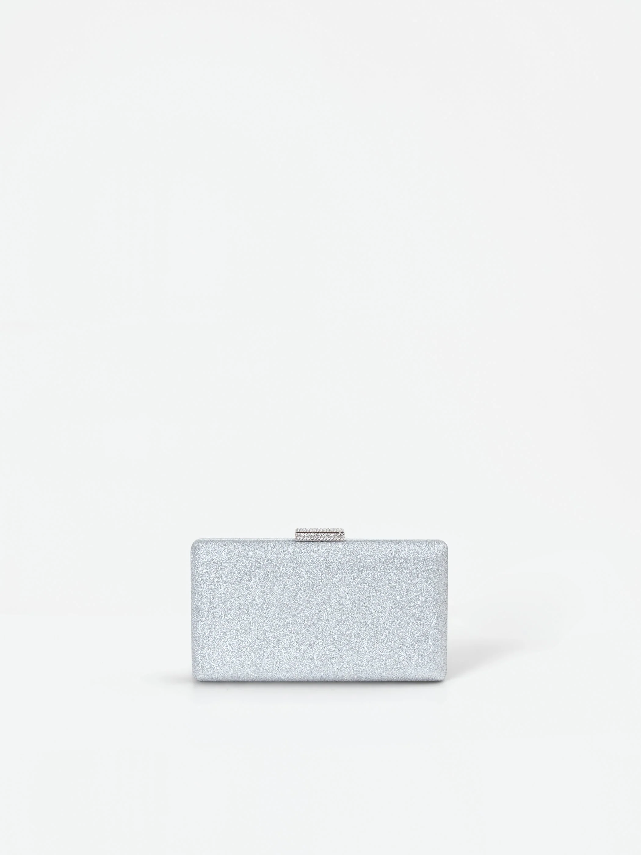 Borsa clutch argento con applicazione gioiello - Image 5