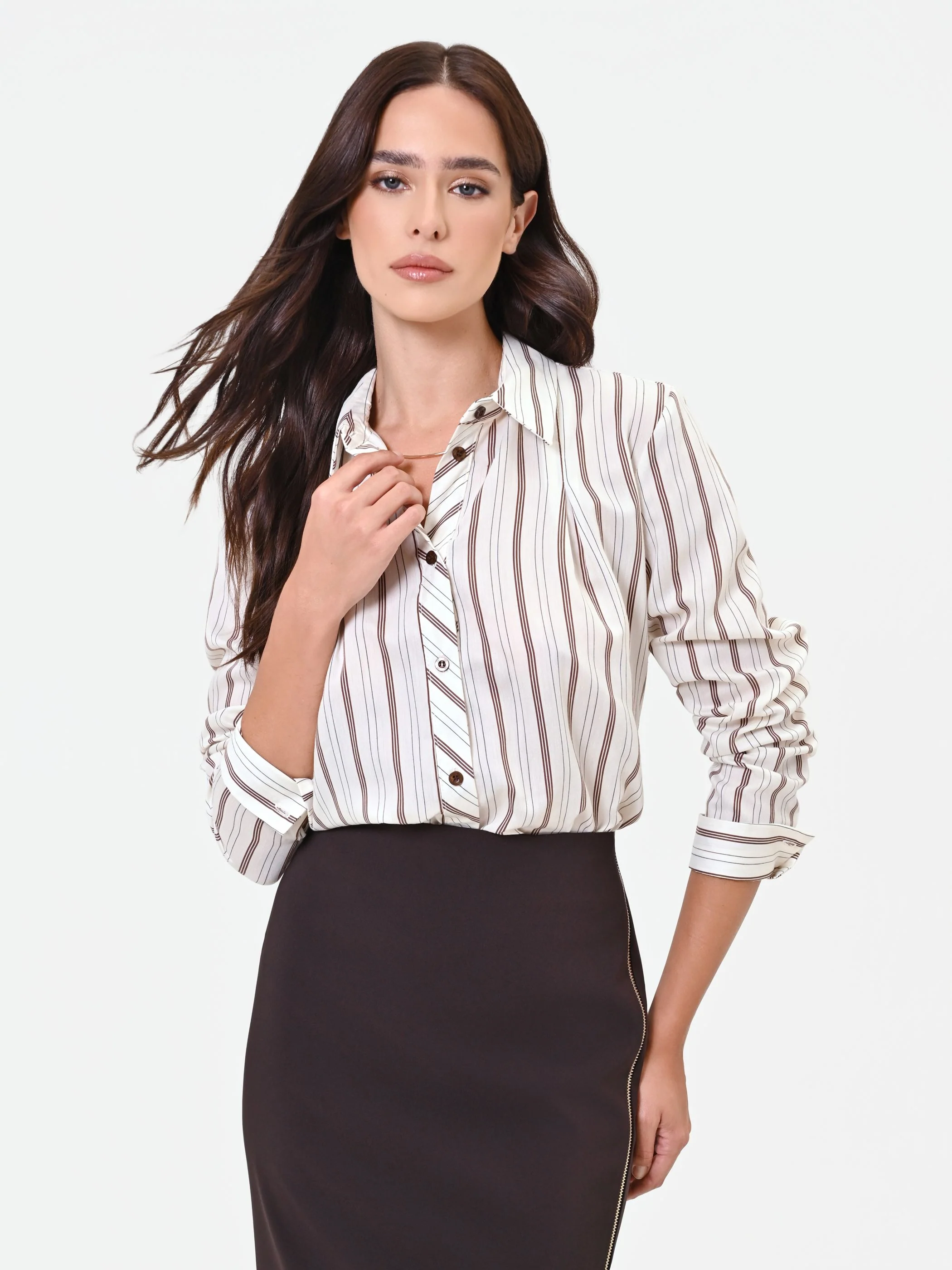 Camicia a righe bianco panna - Image 5