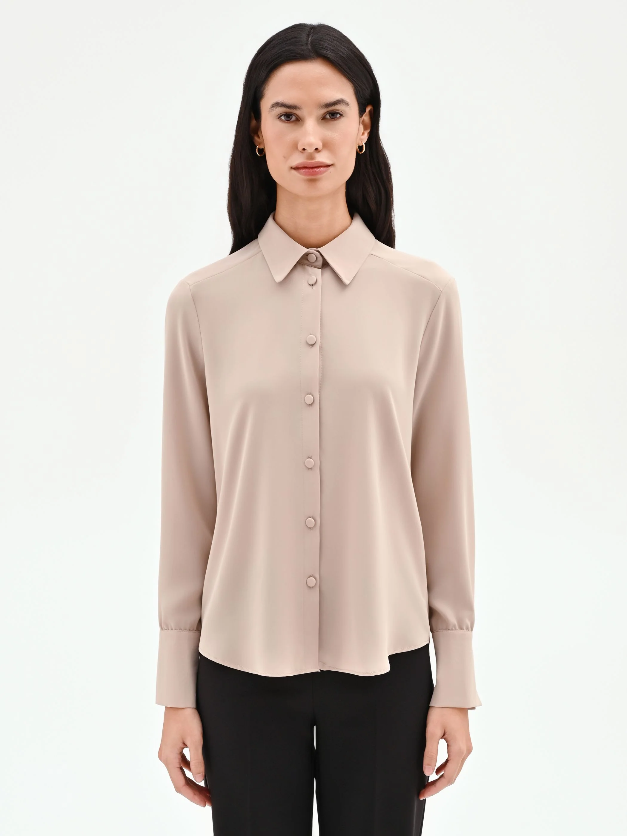 Camicia beige con bottoni ricoperti - Image 2