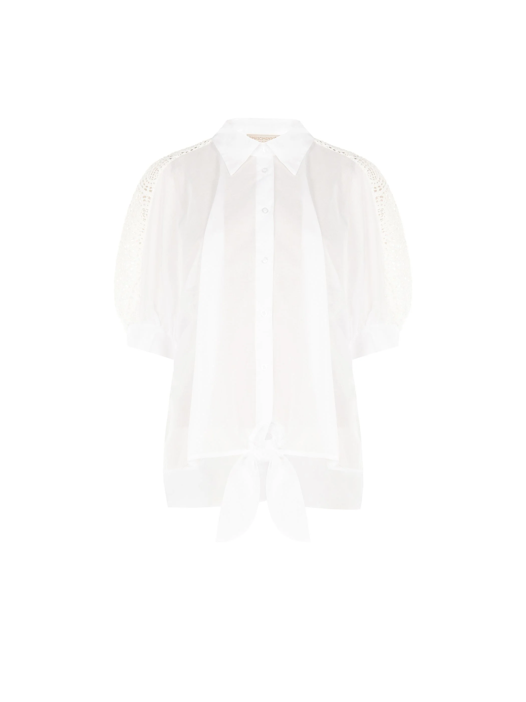 Camicia bianca e inserti in pizzo in cotone - Image 6