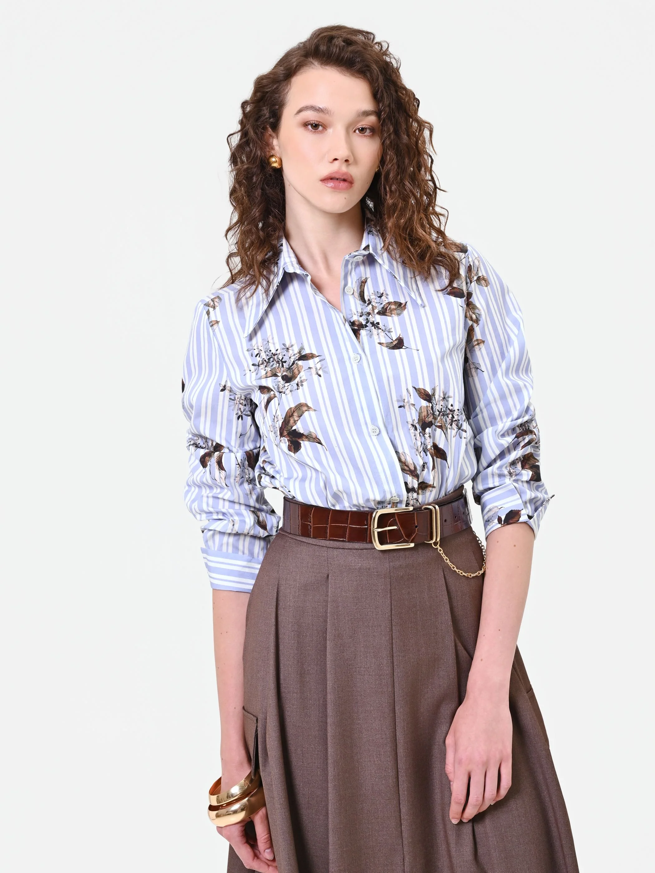 Camicia cropped a righe e fiori - Image 6