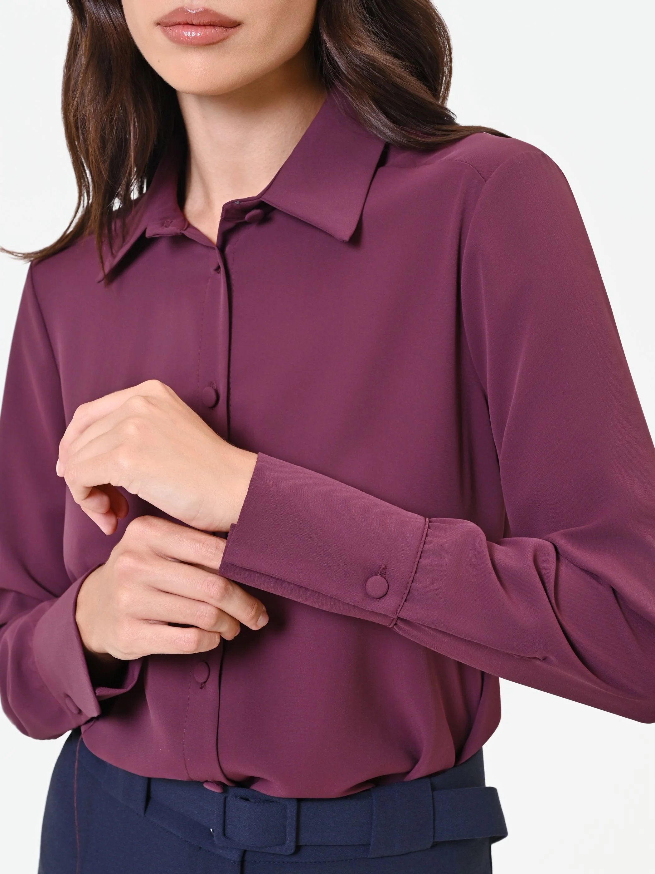 Camicia in raso bordeaux rosso - Image 4