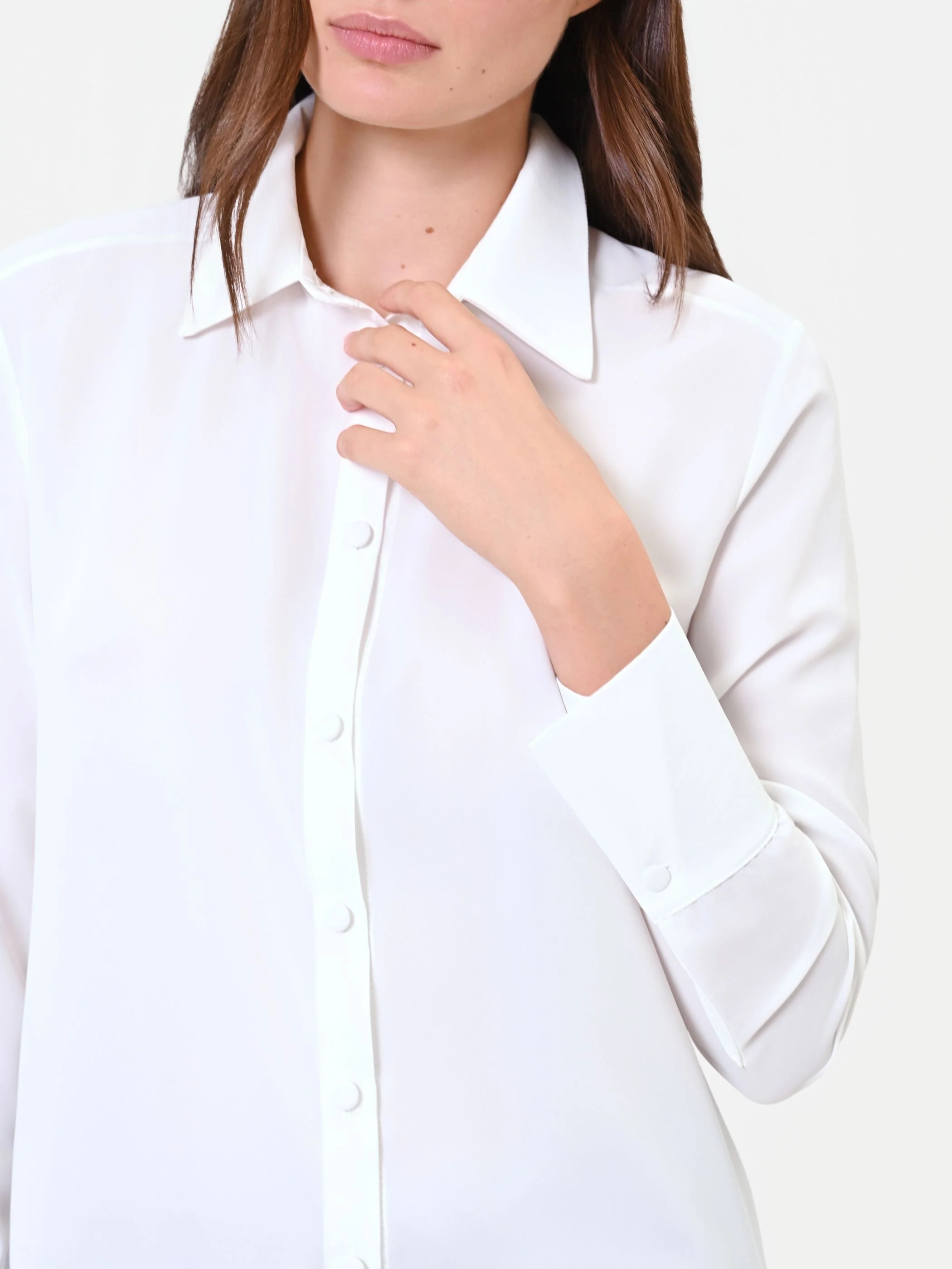Camicia in raso panna bianco - Image 2