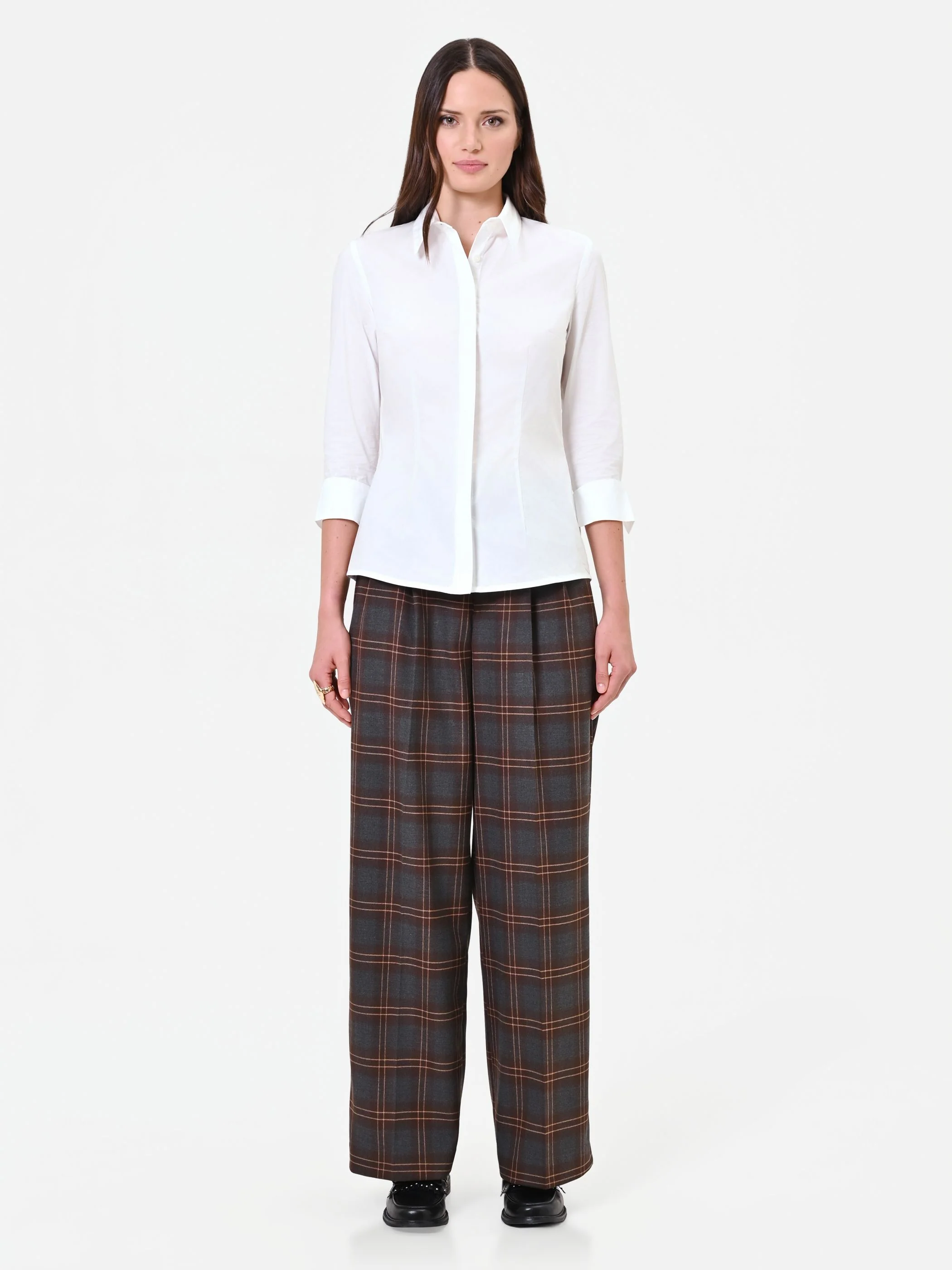 Camicia panna bianco con polsino risvoltato