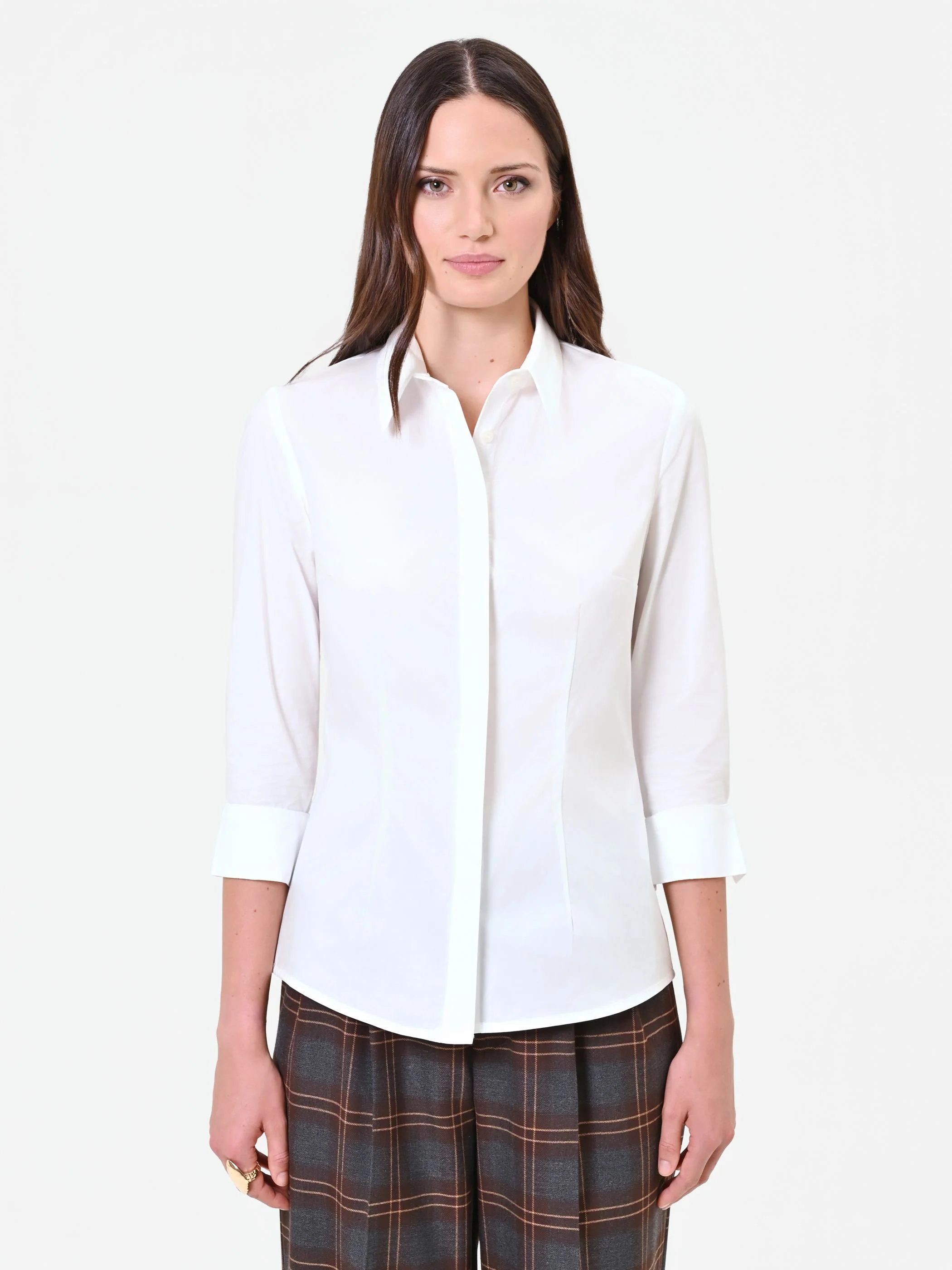 Camicia panna bianco con polsino risvoltato - Image 2