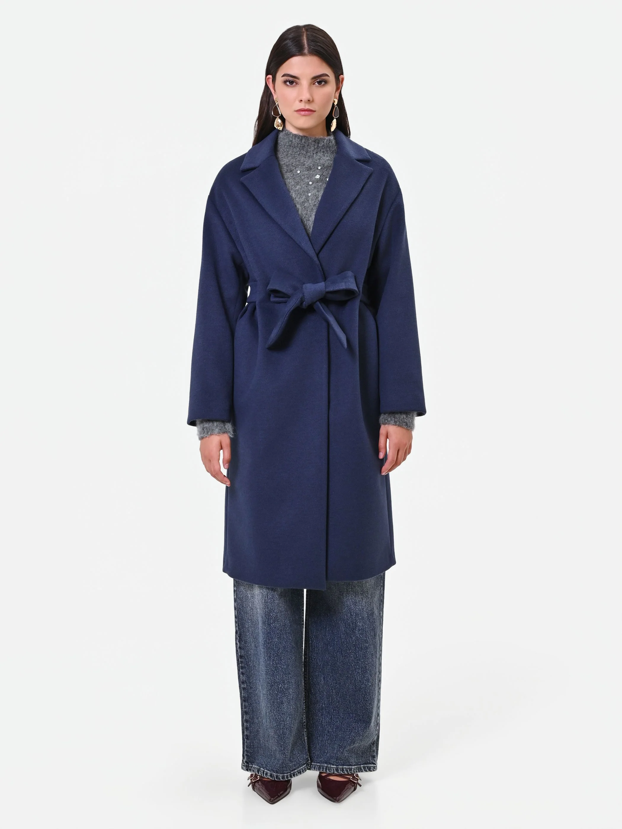 Cappotto a vestaglia blu navy