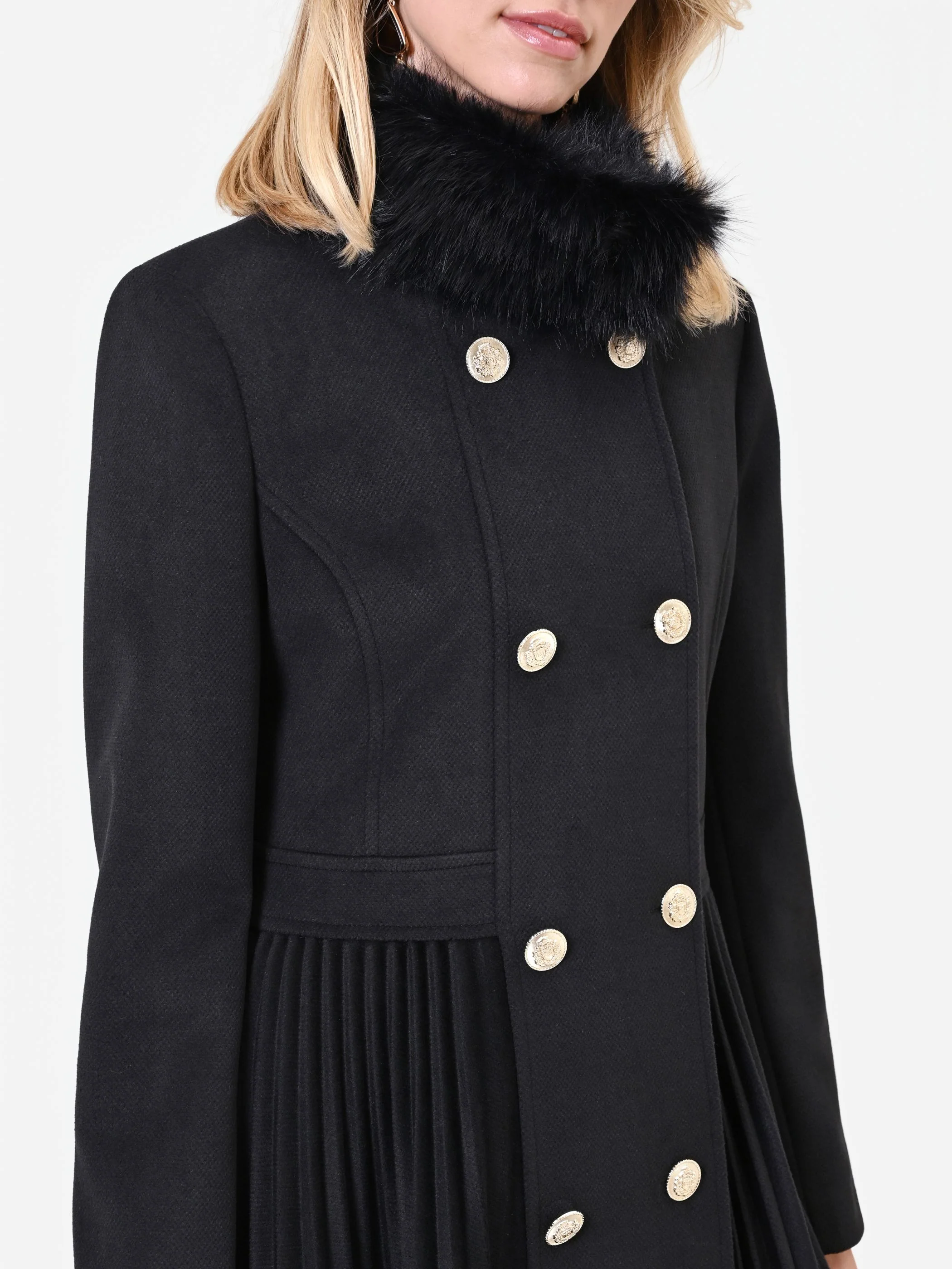 Cappotto doppiopetto nero in velaur - Image 3