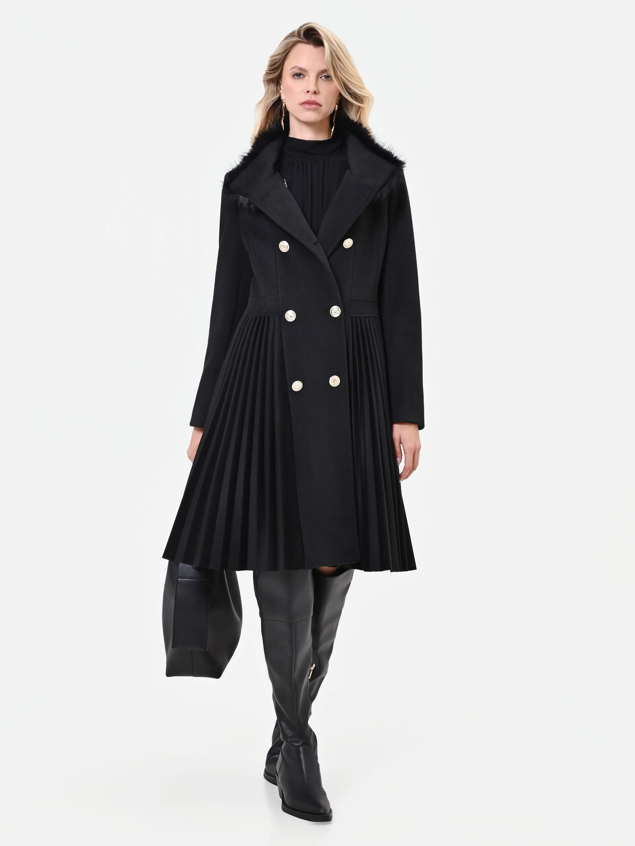 Cappotto doppiopetto nero in velaur - Image 5