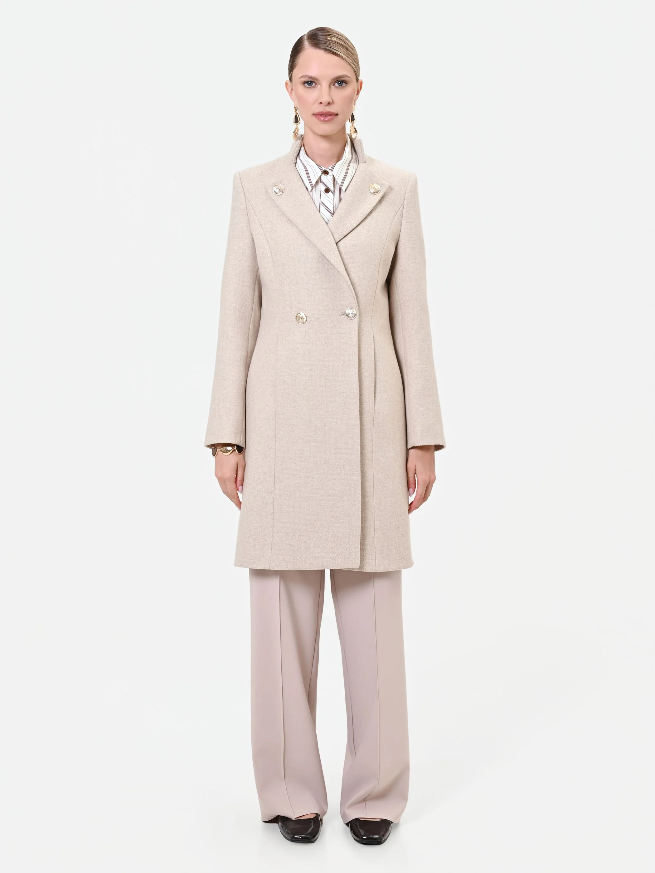 Cappotto doppiopetto tortora beige