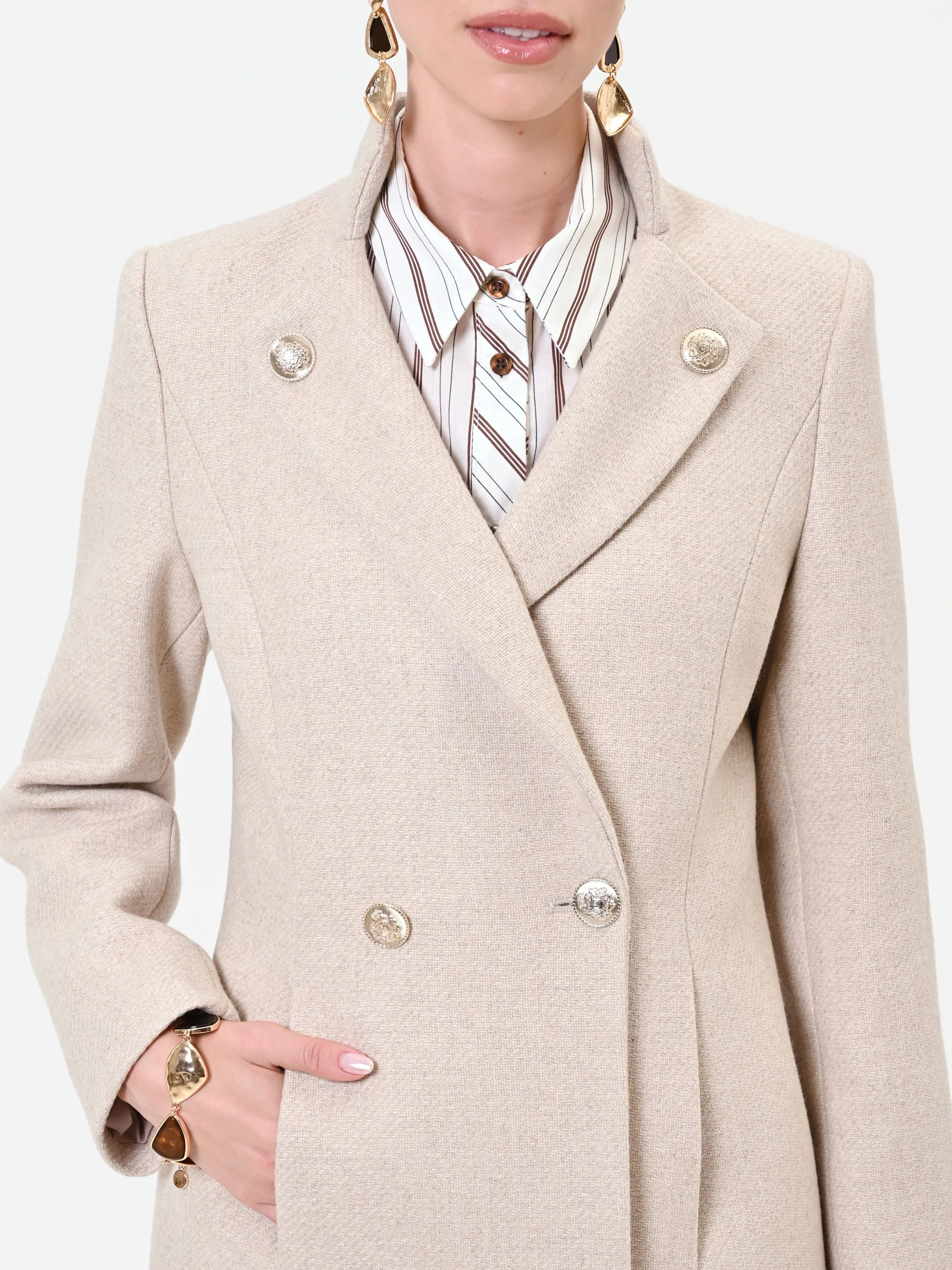 Cappotto doppiopetto tortora beige - Image 3