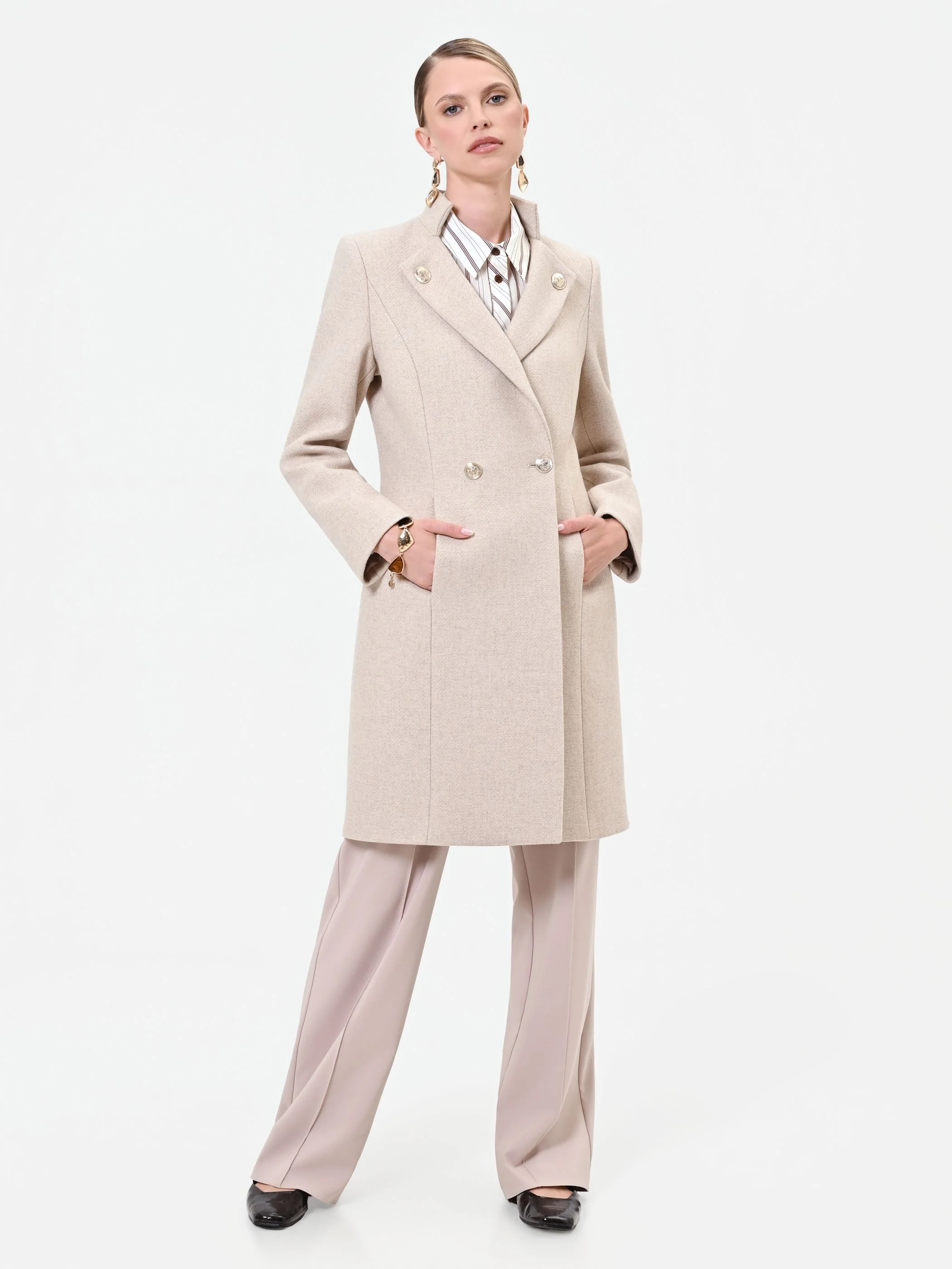 Cappotto doppiopetto tortora beige - Image 4