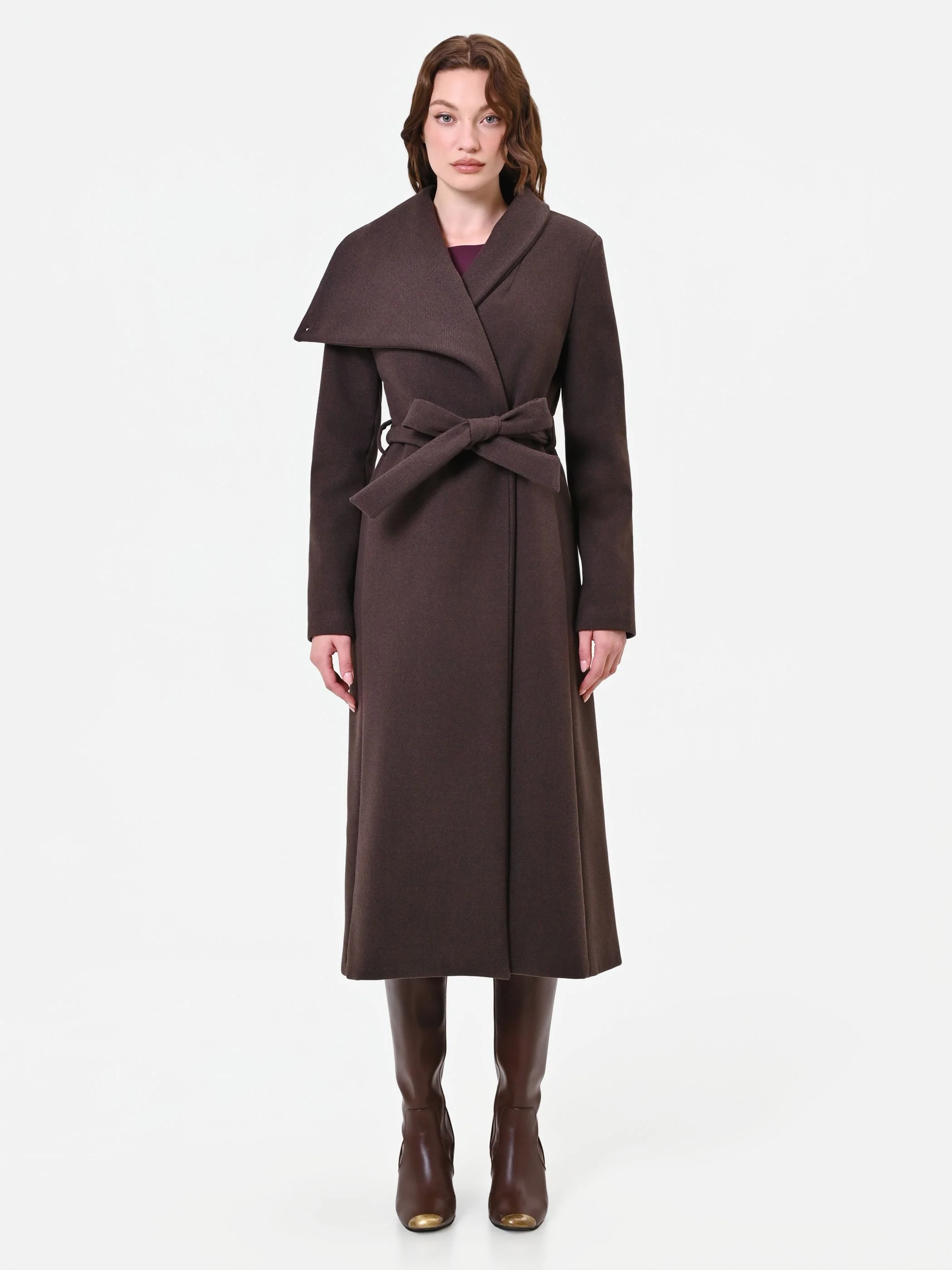 Cappotto lungo marrone moro a portafoglio