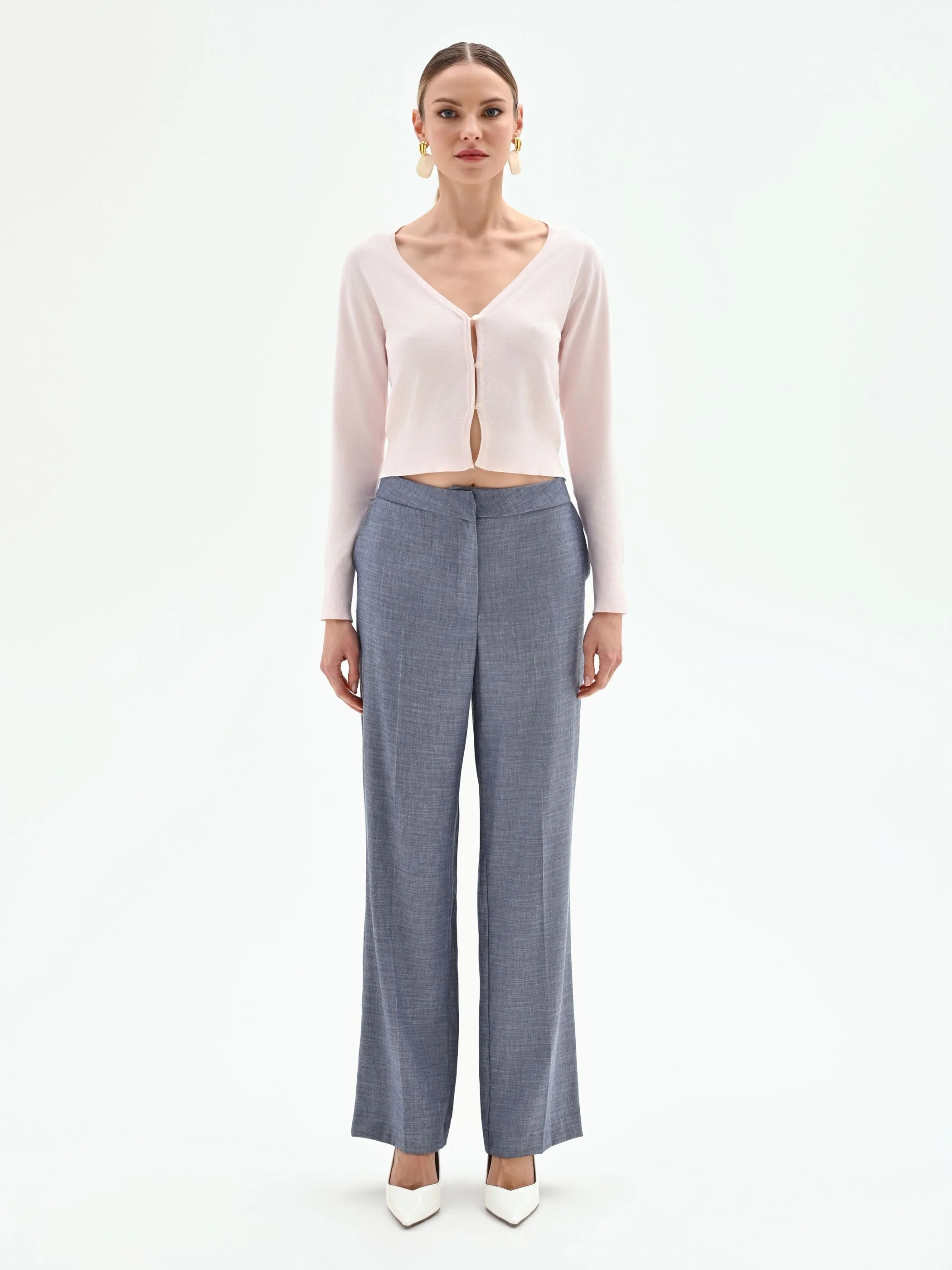 Cardigan cropped rosa pastello
