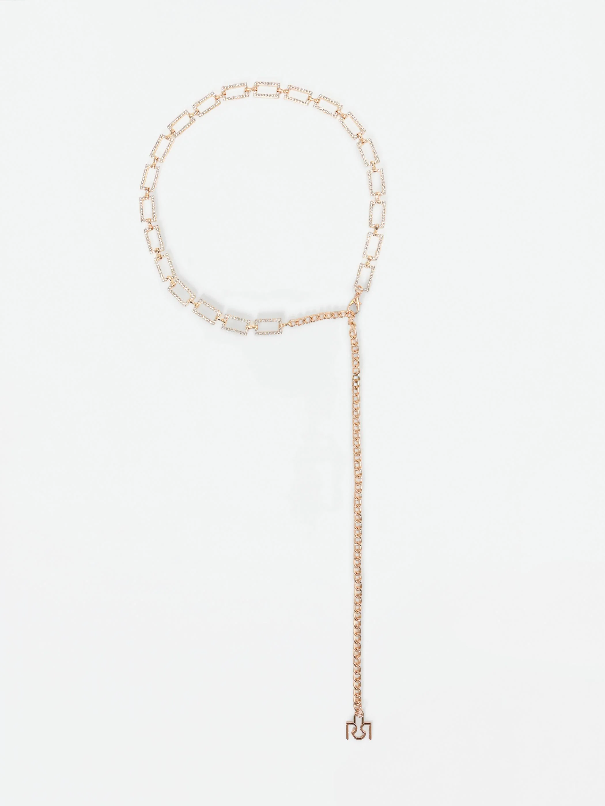 Cintura a catena oro con pavé di strass - Image 3
