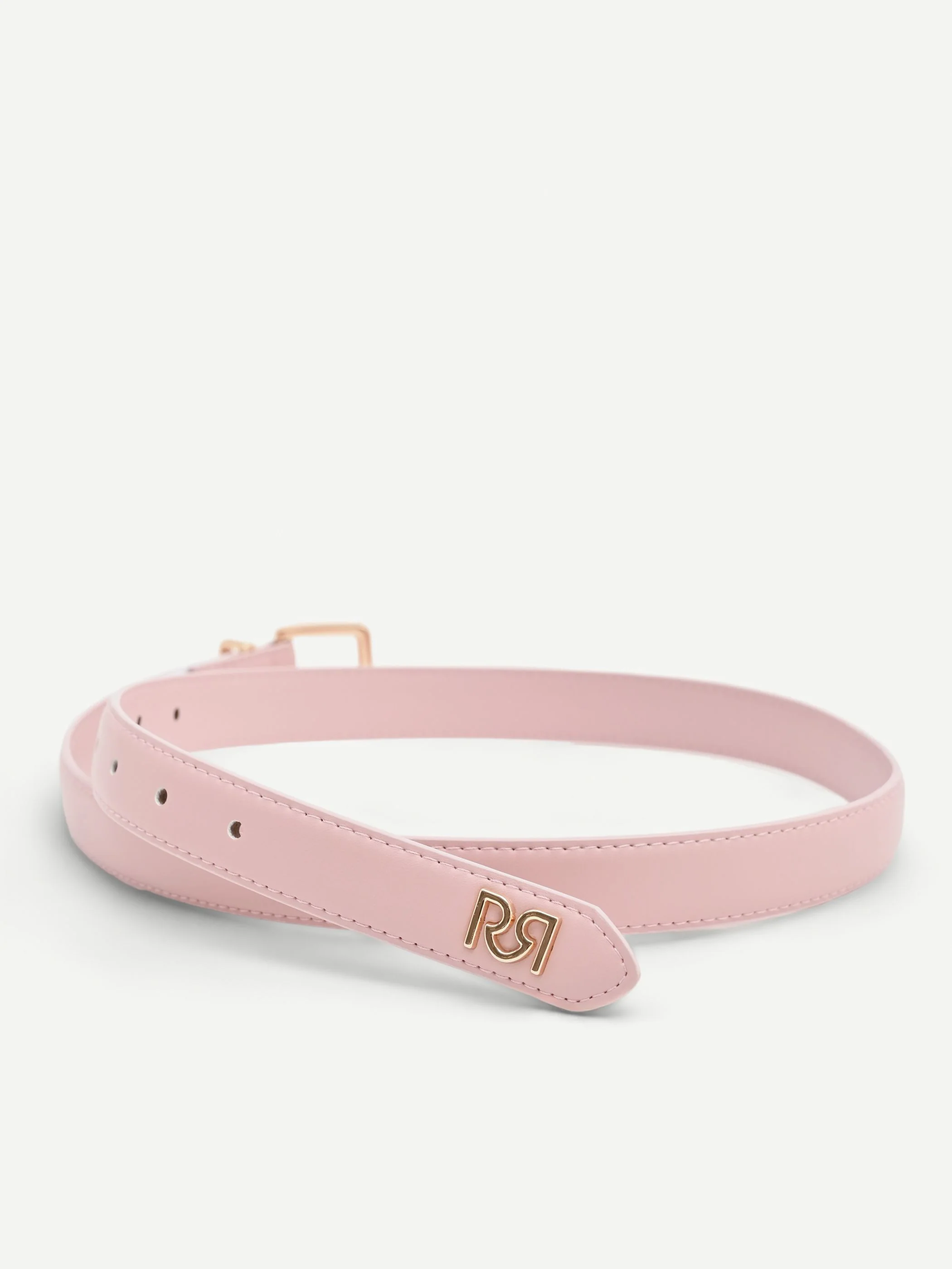 Cintura rosa effetto pelle con fibbia squadrata