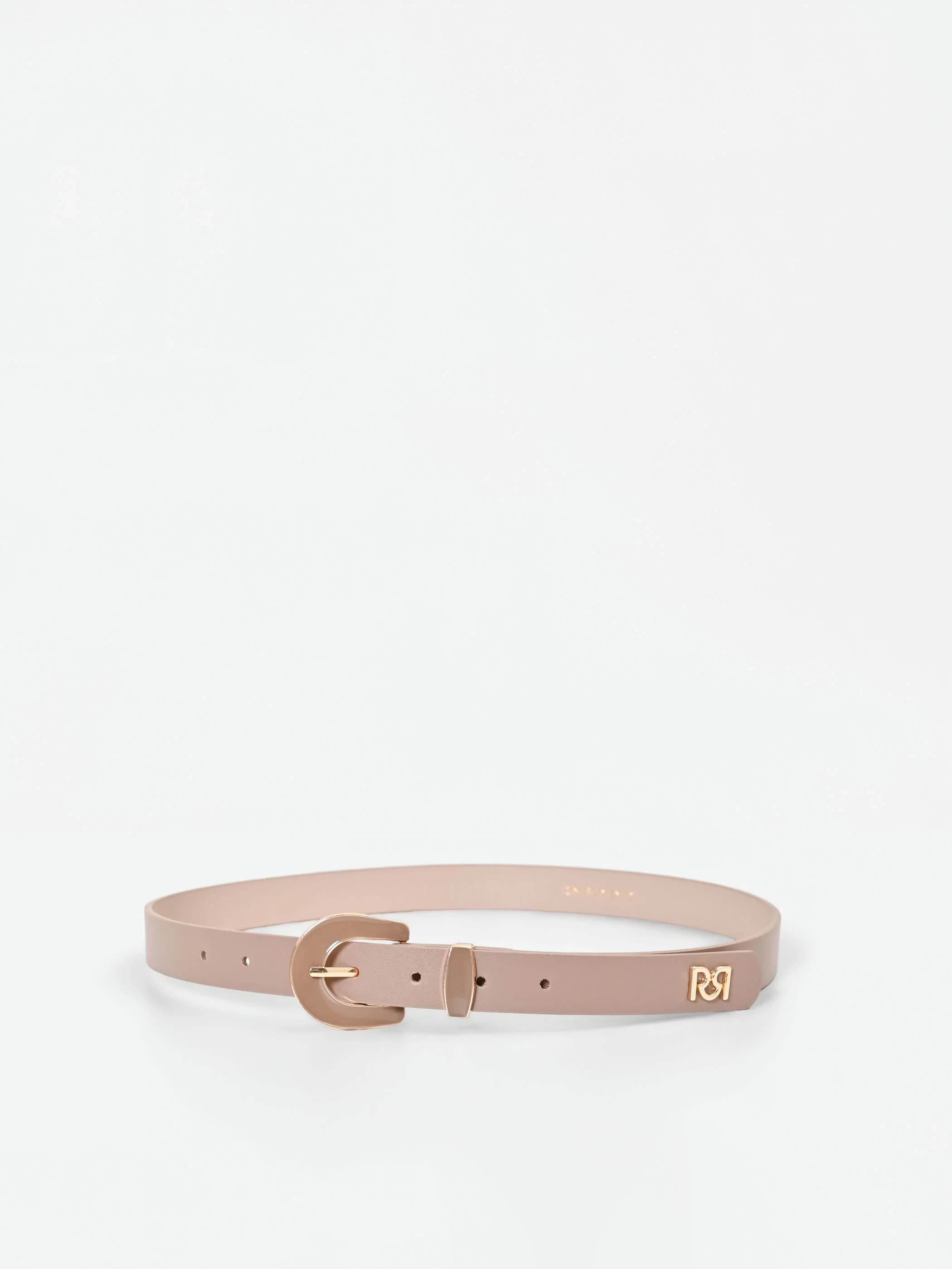 Cintura sottile tortora beige con fibbia sagomata - Image 2