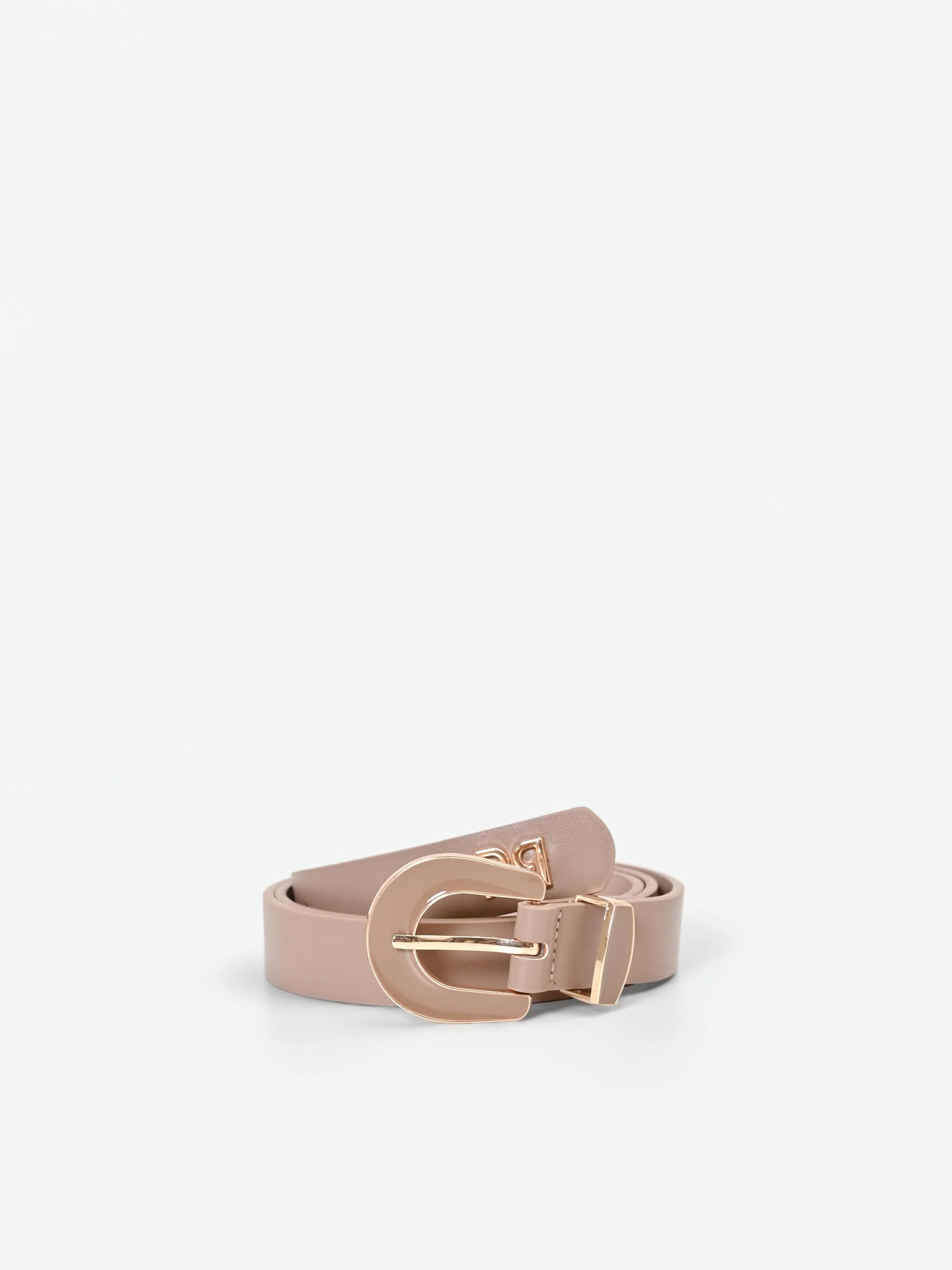 Cintura sottile tortora beige con fibbia sagomata - Image 3