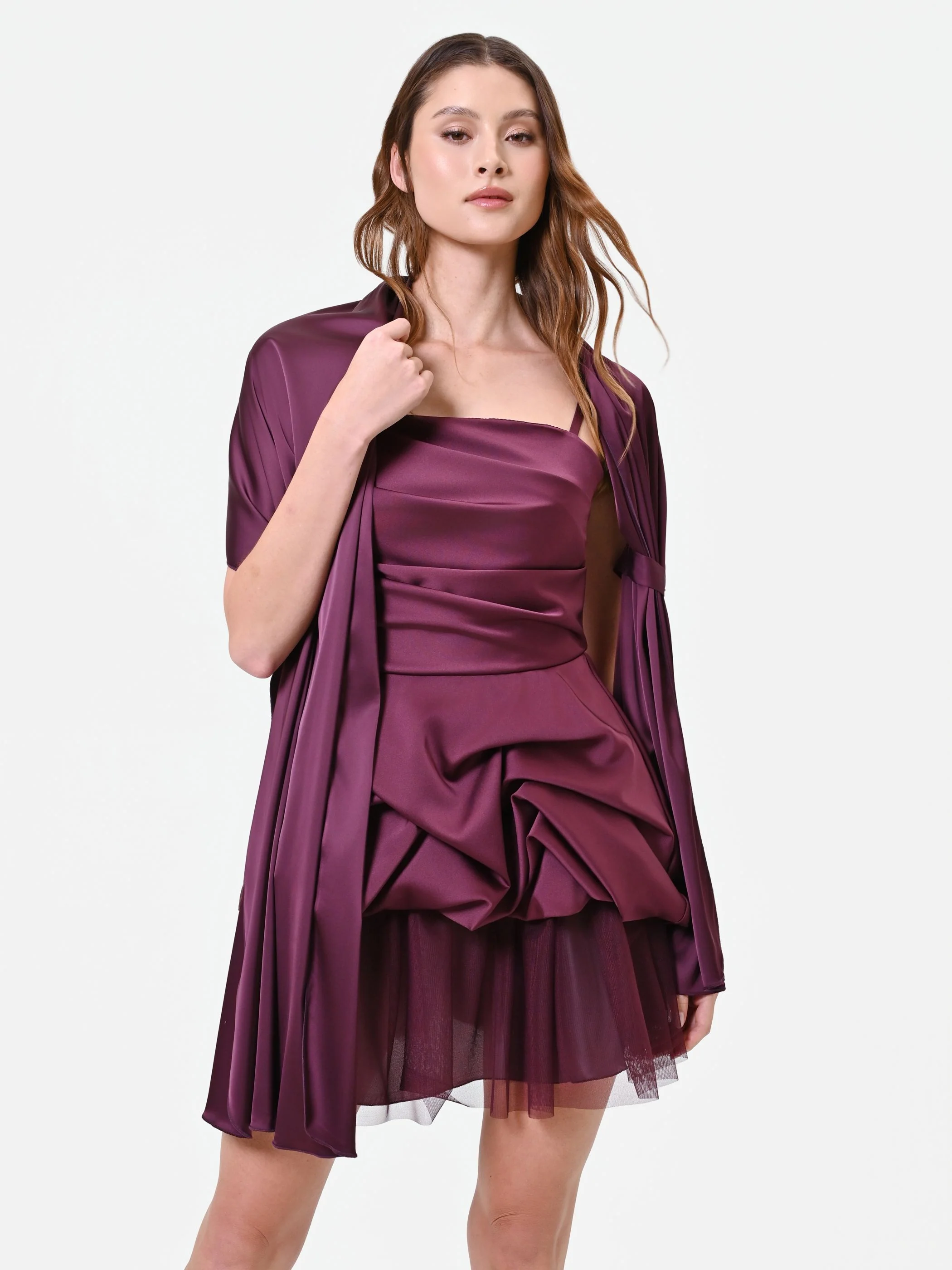 Foulard in raso bordeaux rosso - Image 4