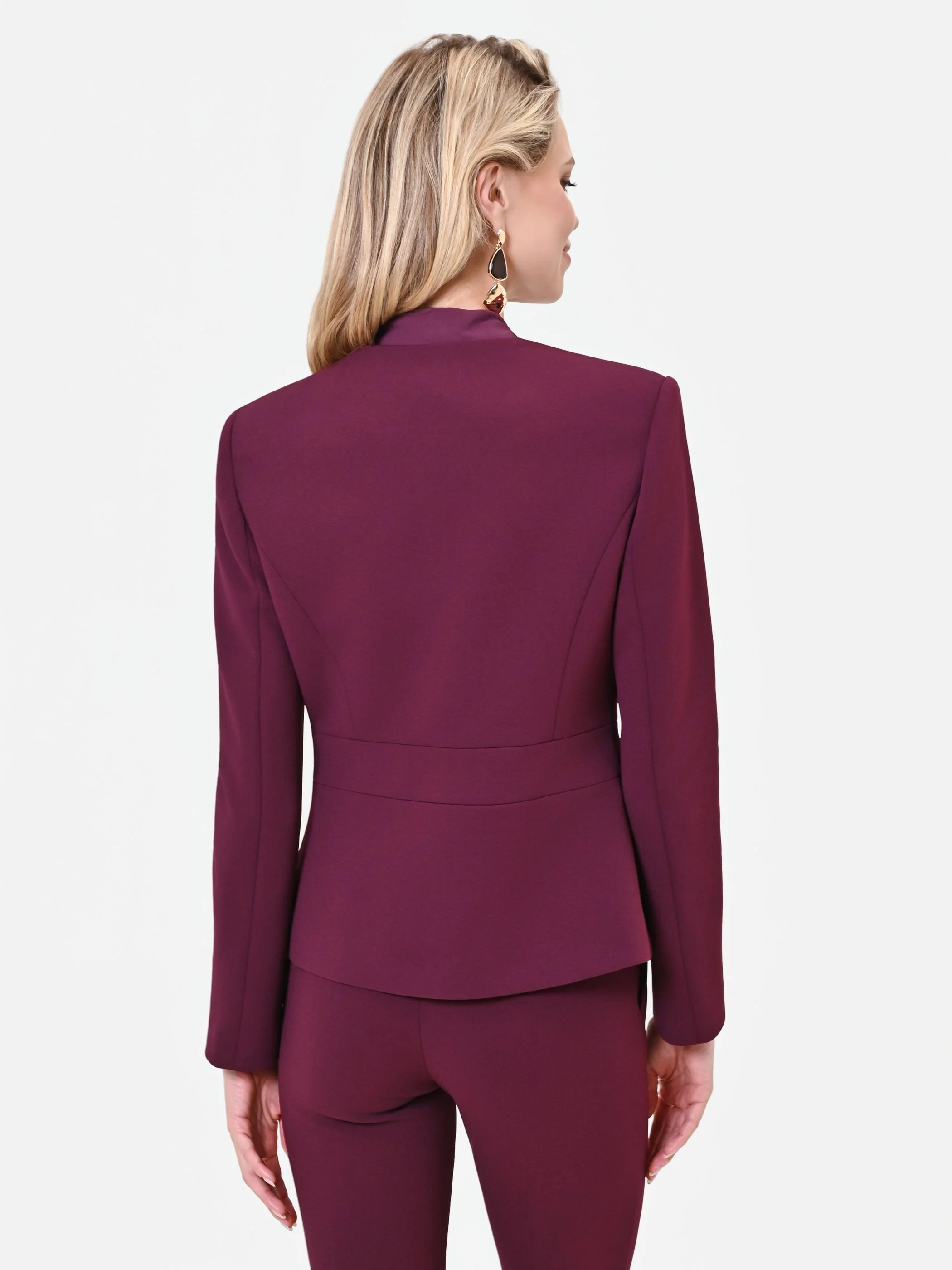 Giacca bordeaux rosso con baschina e zip a vista - Image 2