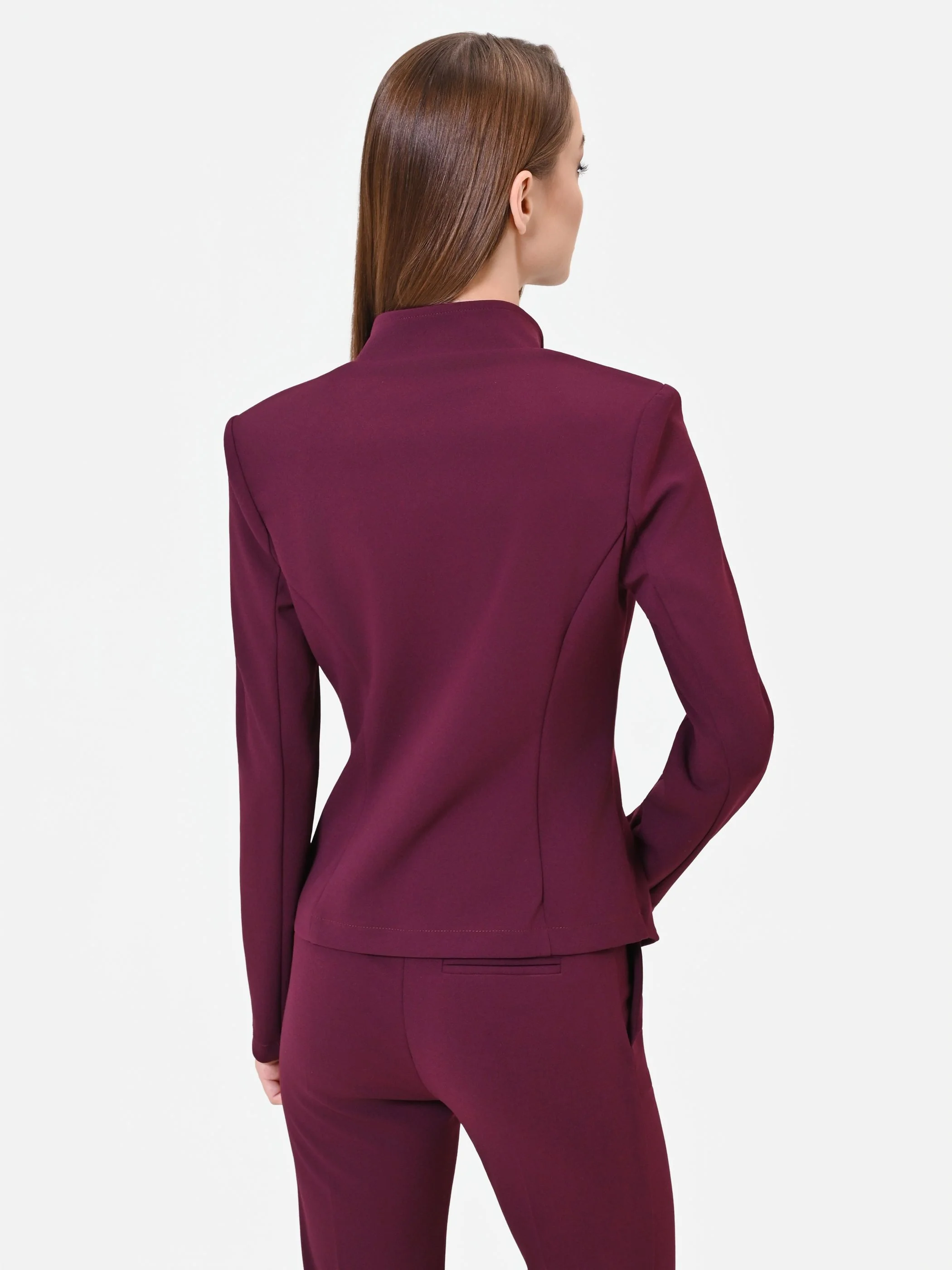 Giacca bordeaux rosso con zip asimmetrica - Image 3
