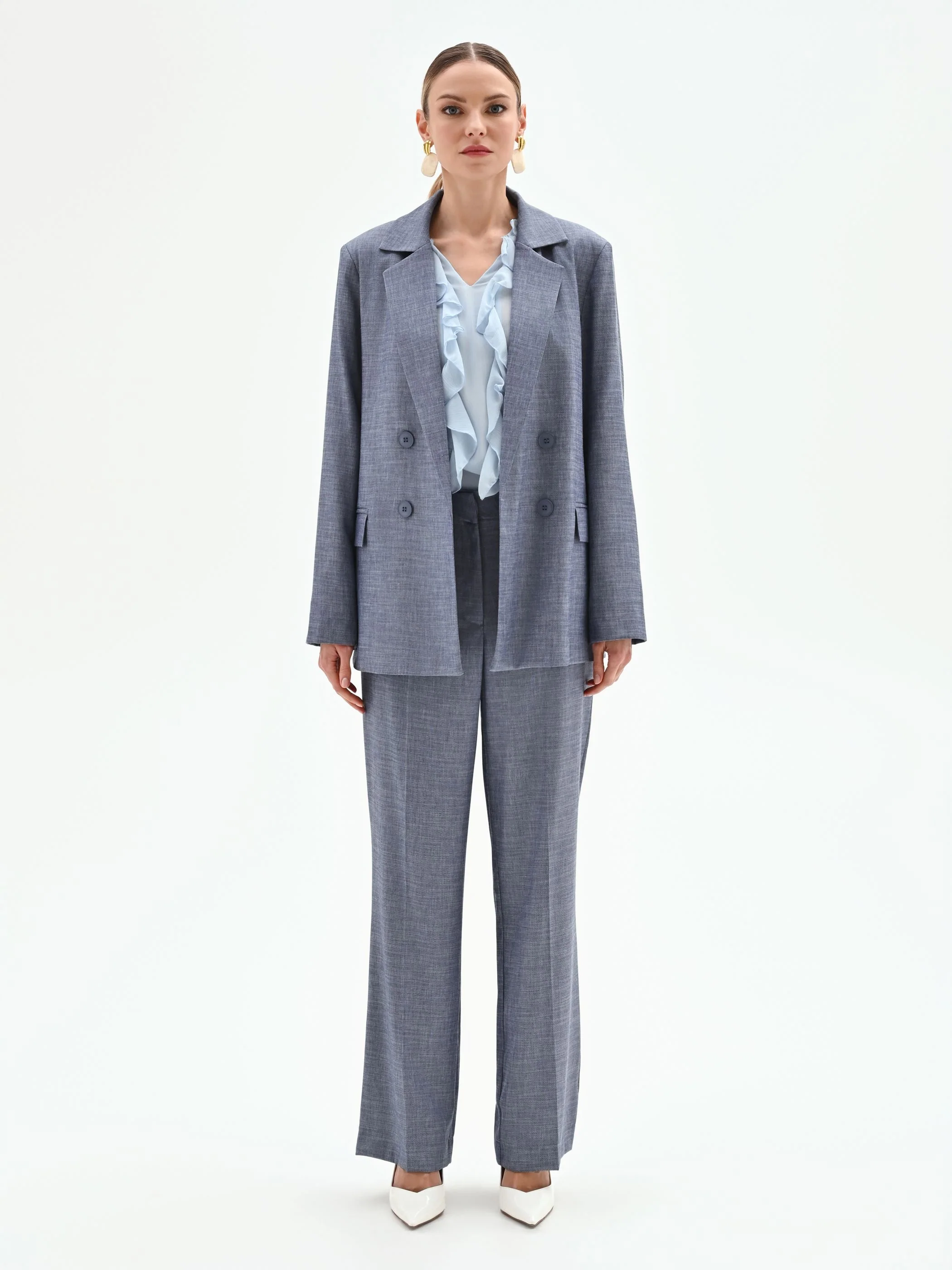 Giacca doppiopetto in chambray