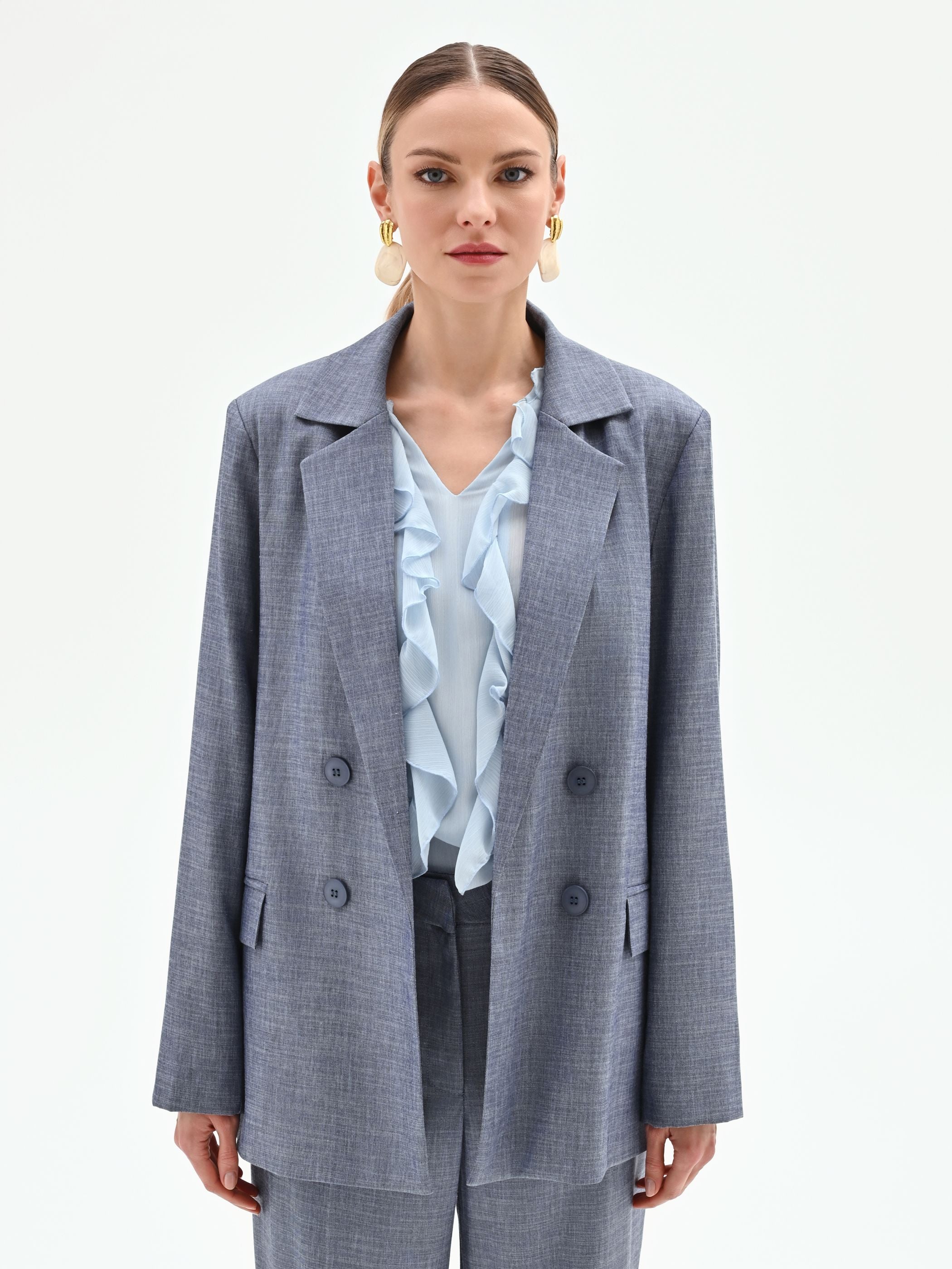 Giacca doppiopetto in chambray - Image 2