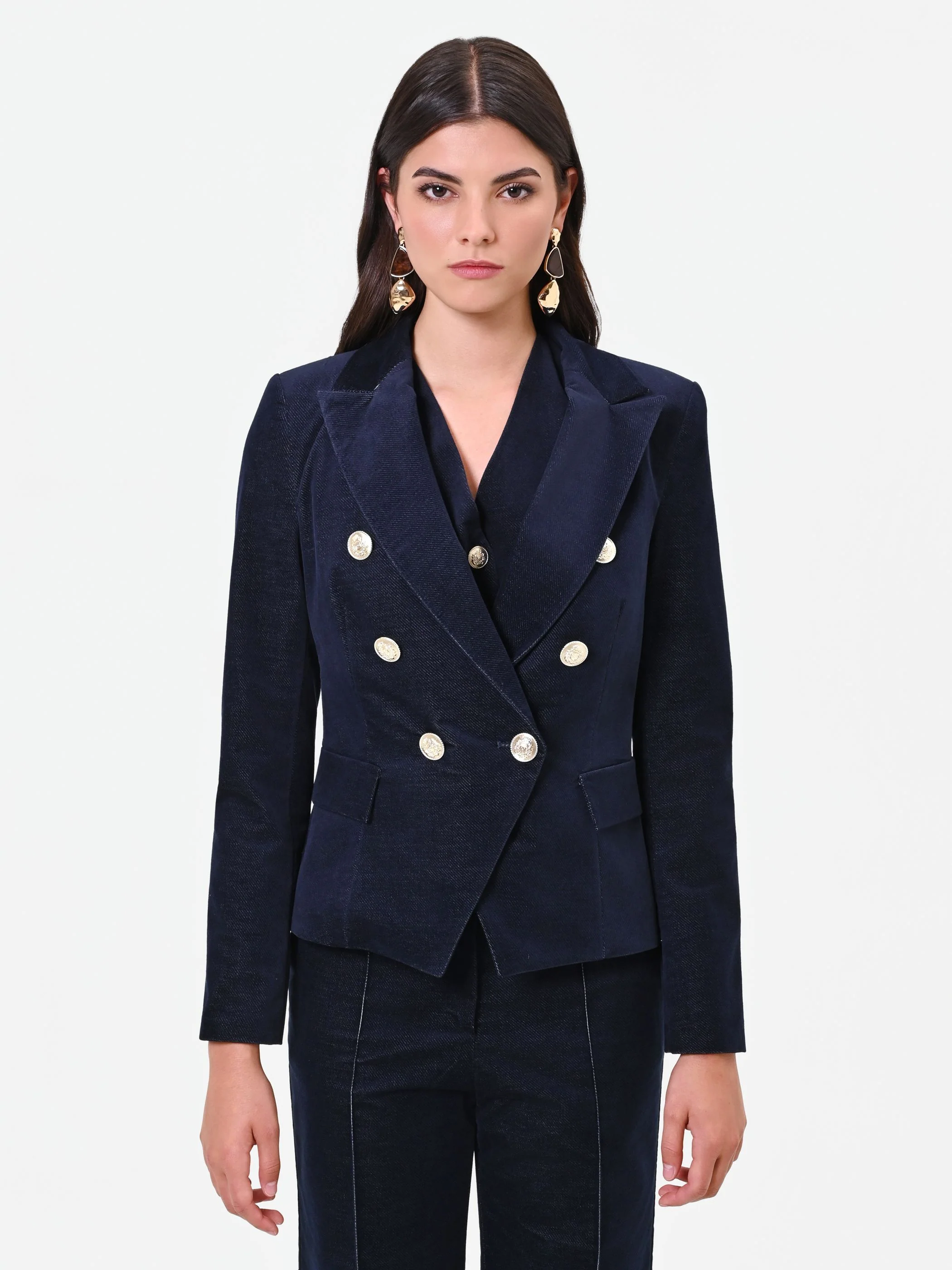 Giacca doppiopetto in velluto blu navy - Image 2