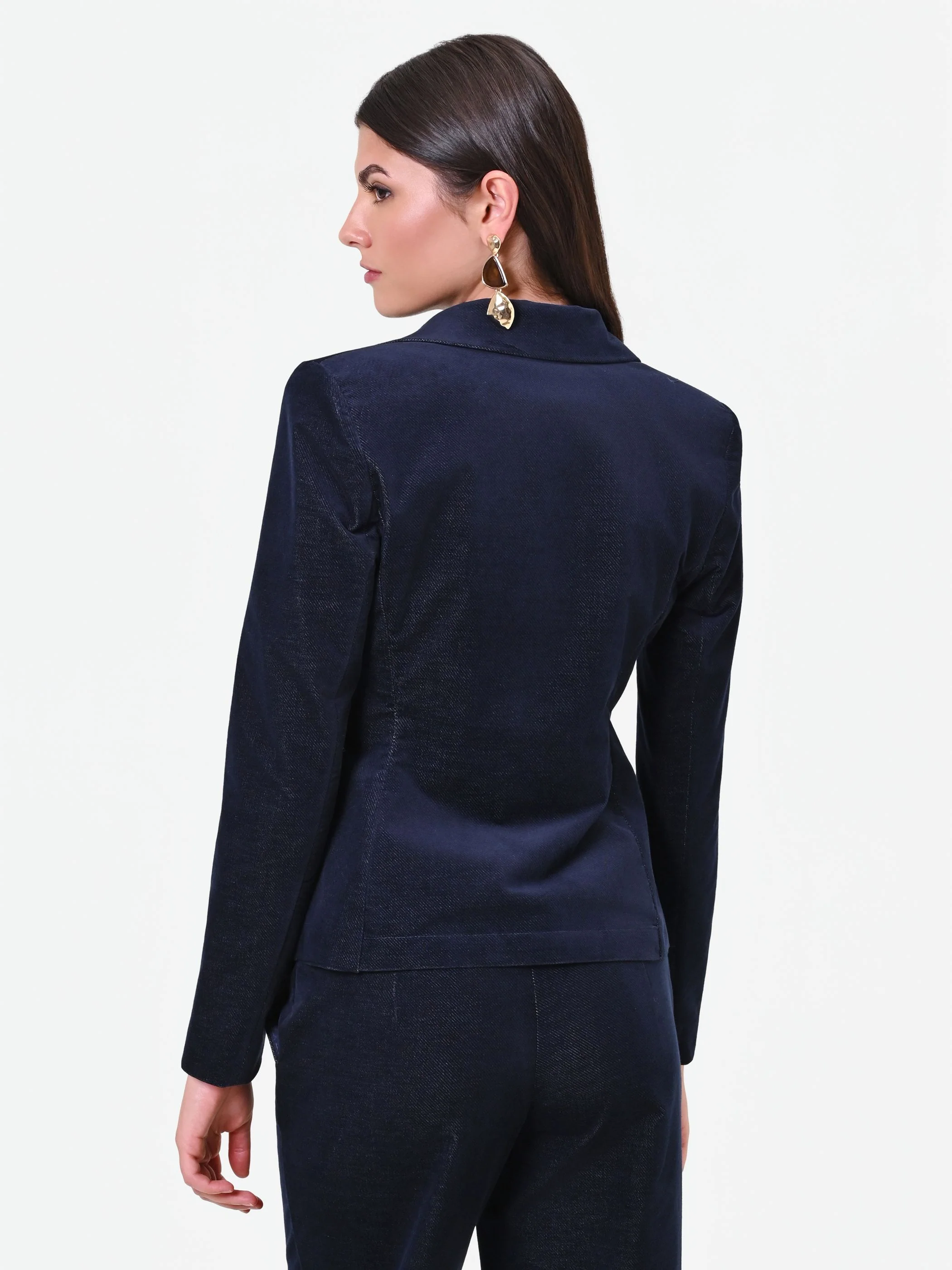 Giacca doppiopetto in velluto blu navy - Image 3