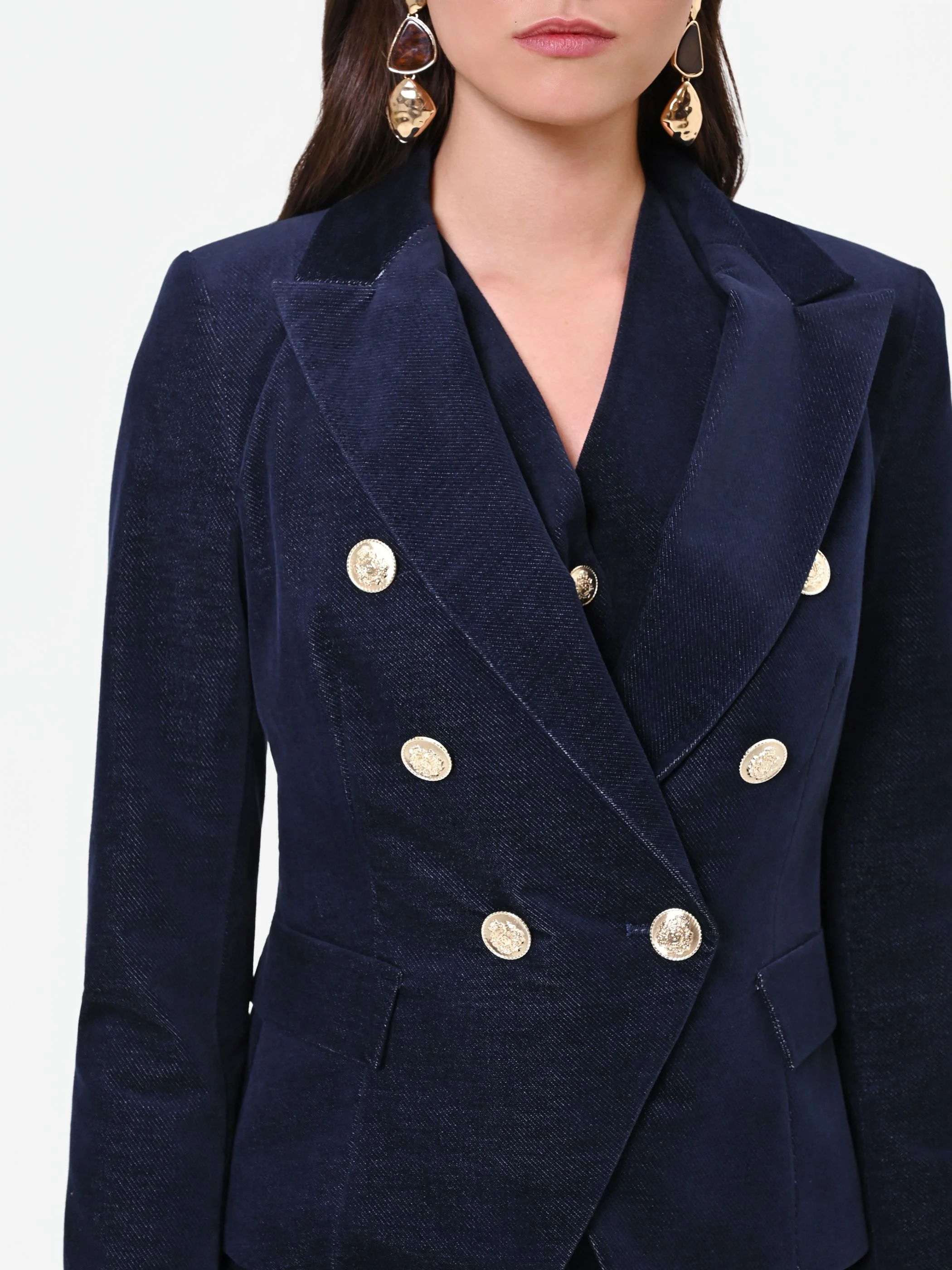 Giacca doppiopetto in velluto blu navy - Image 4