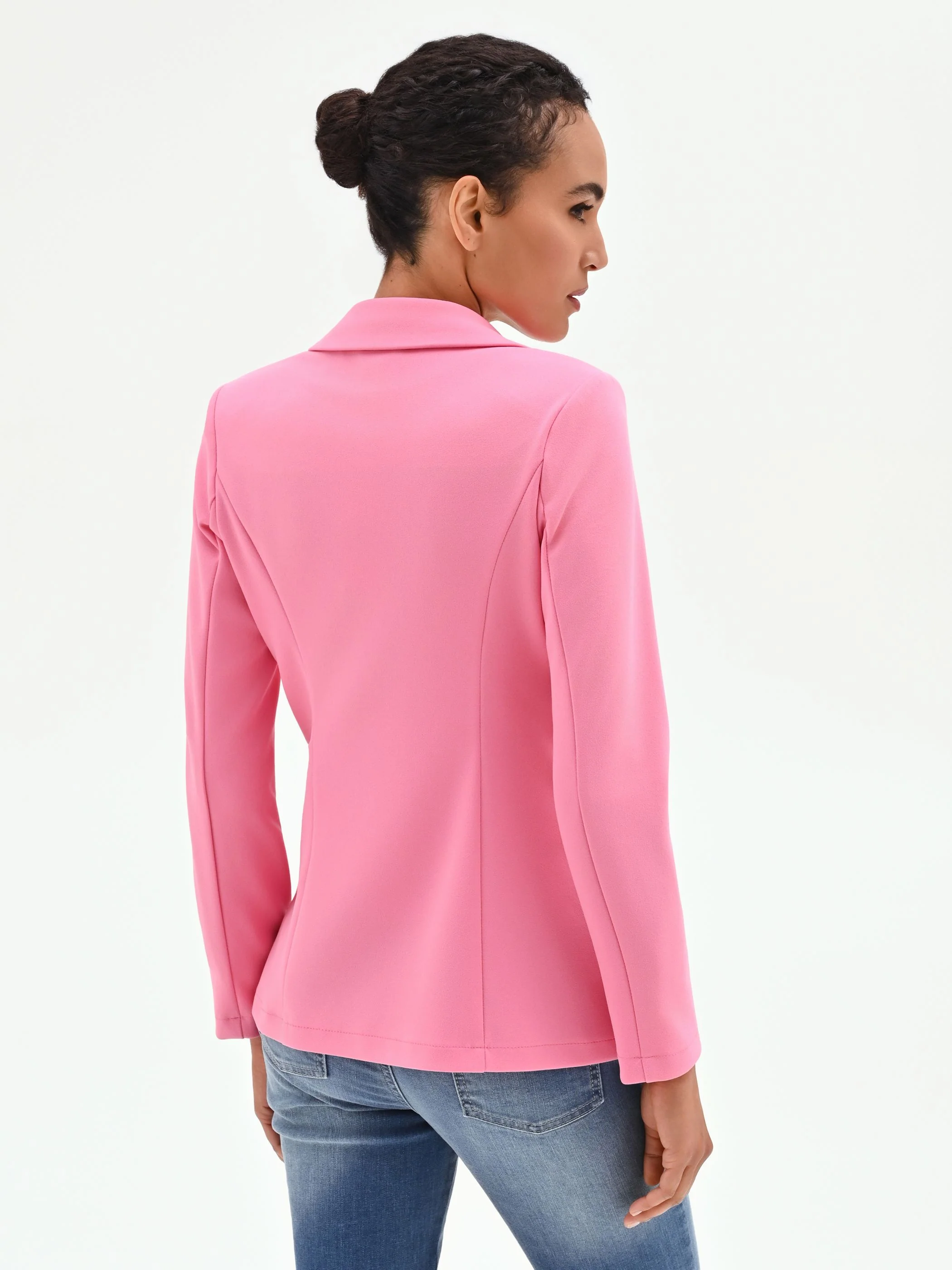Giacca doppiopetto rosa con bottoni ricoperti - Image 3