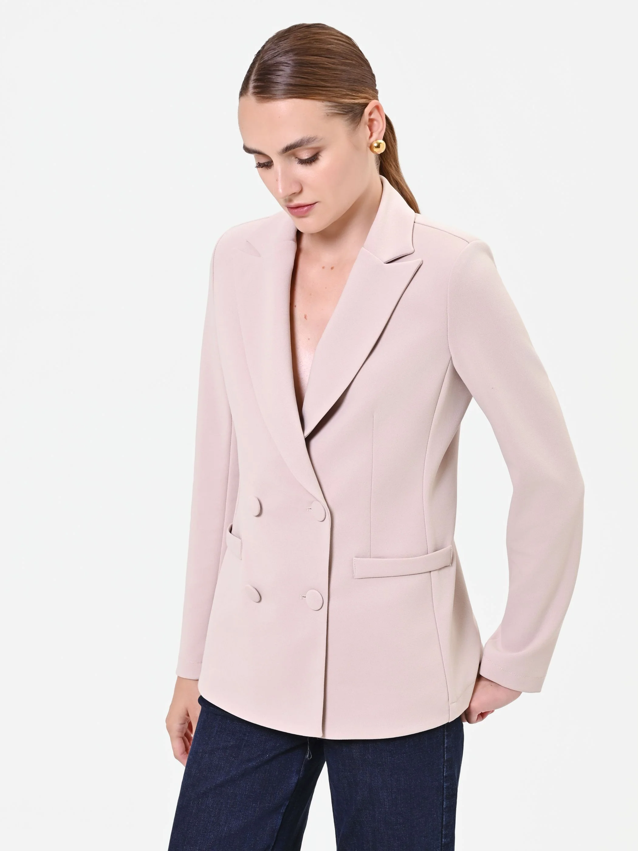 Giacca doppiopetto tortora beige - Image 5