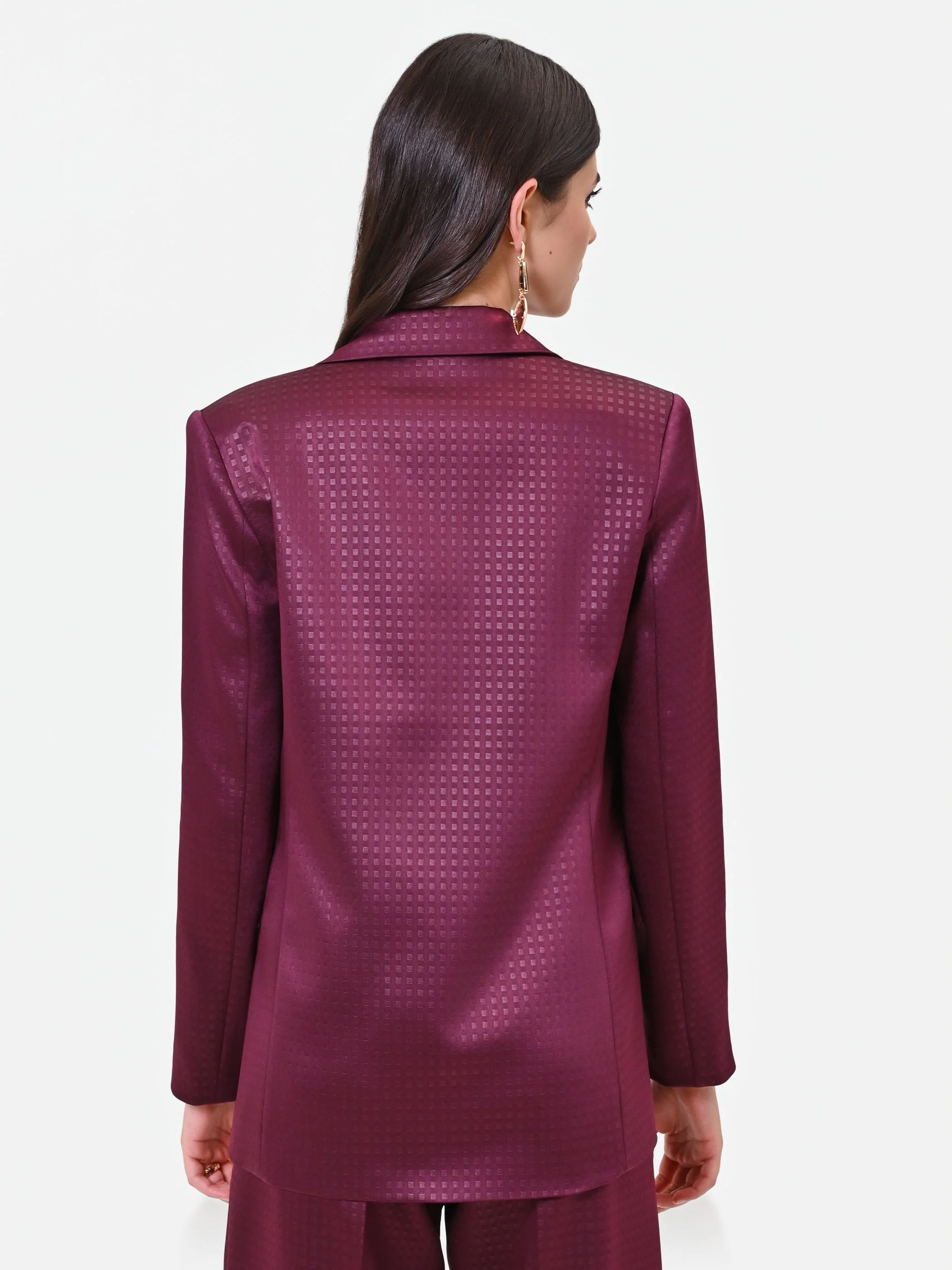 Giacca monopetto bordeaux rosso in raso jacquard Giorgia Palmas X Rinascimento - Image 2