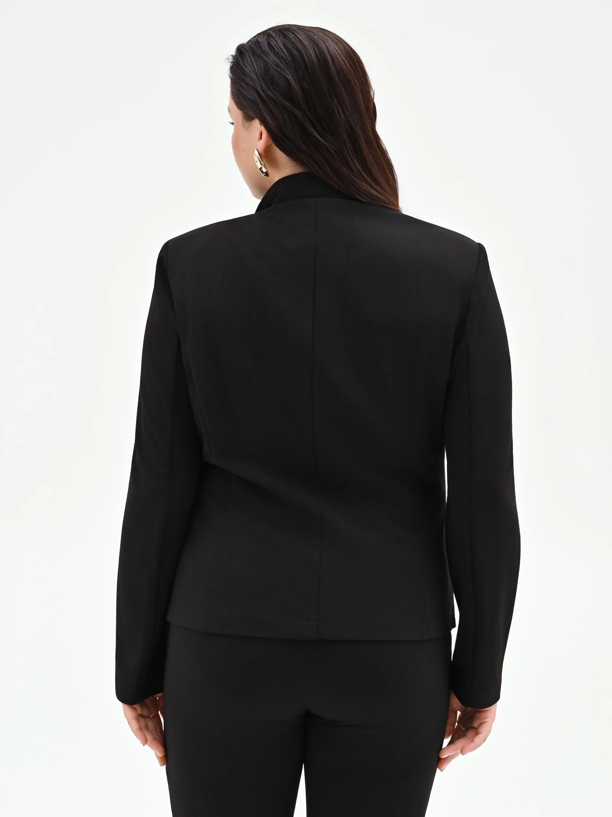 Giacca nera Curvy con zip in scuba mano crepe