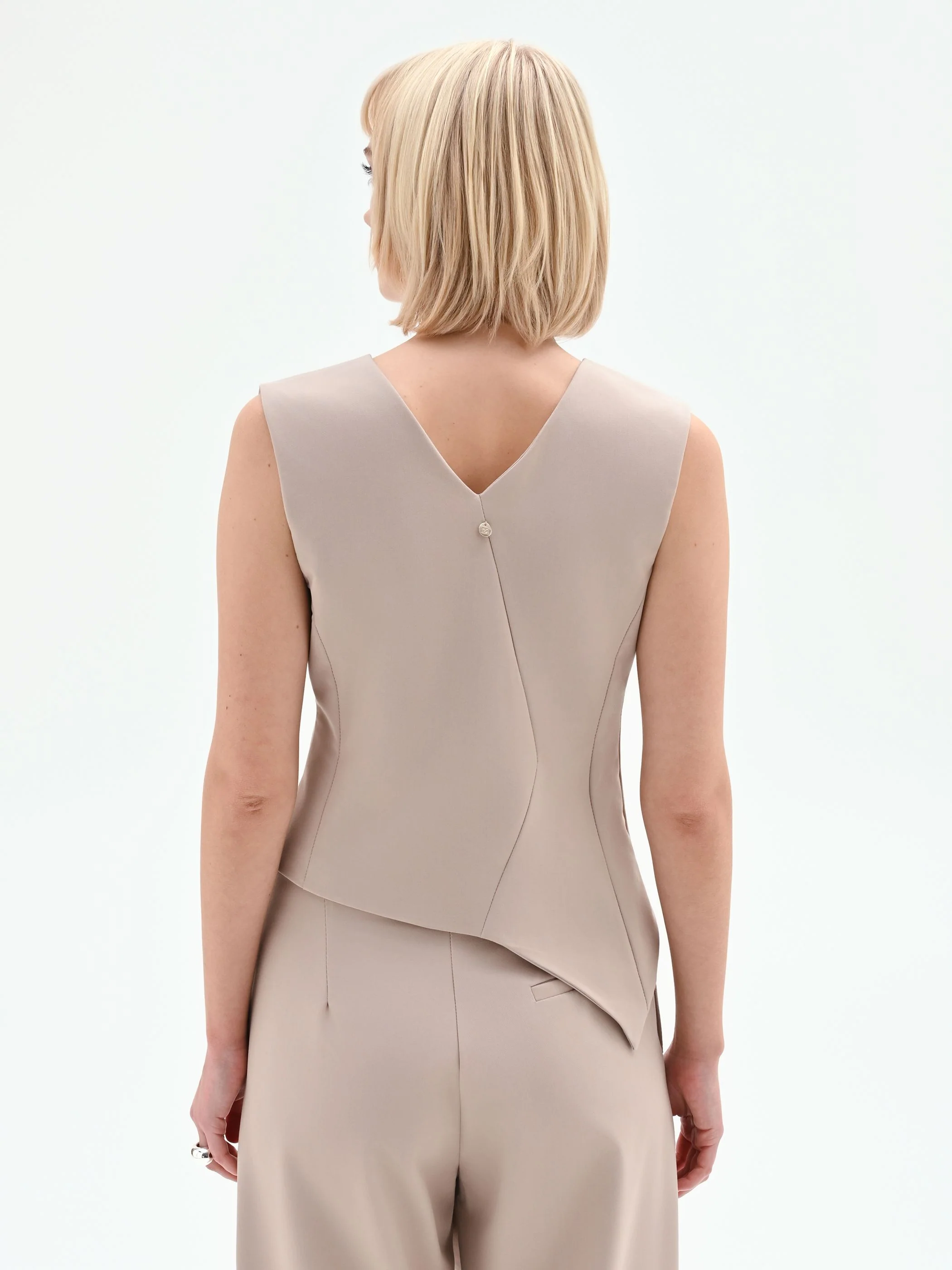 Gilet asimmetrico tortora beige - Image 2