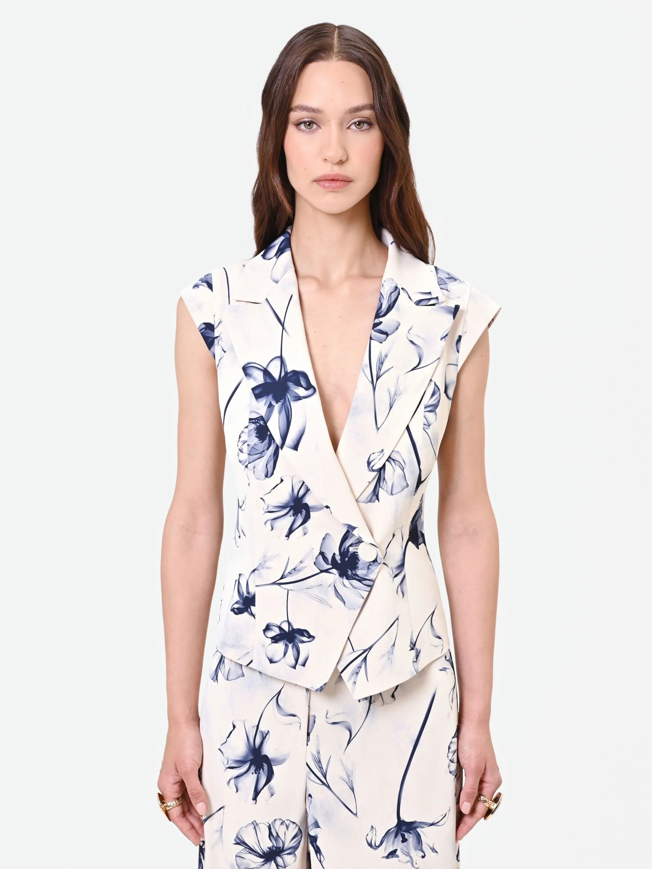 Gilet con stampa floreale blu navy - Image 2