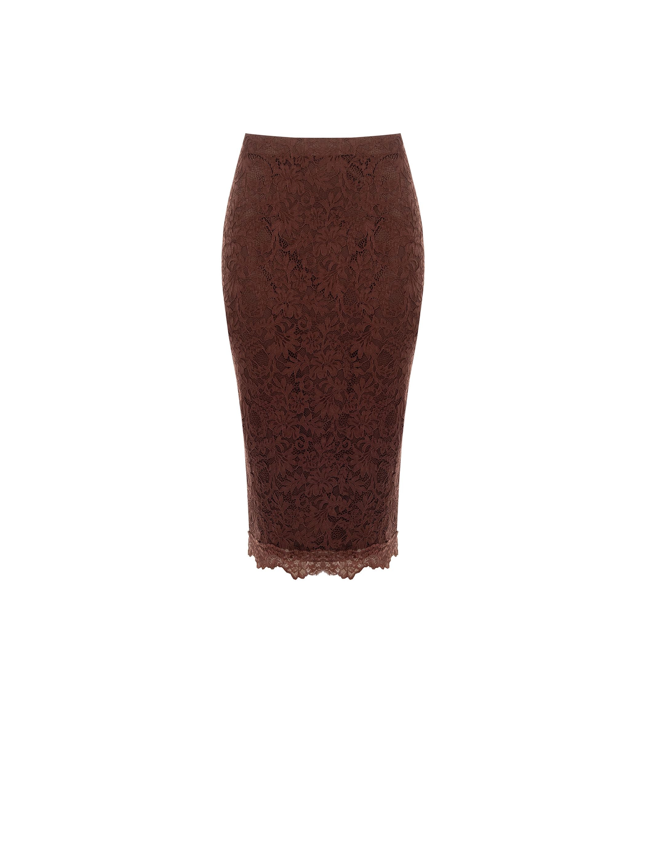Gonna a tubino in pizzo cioccolato - Image 6