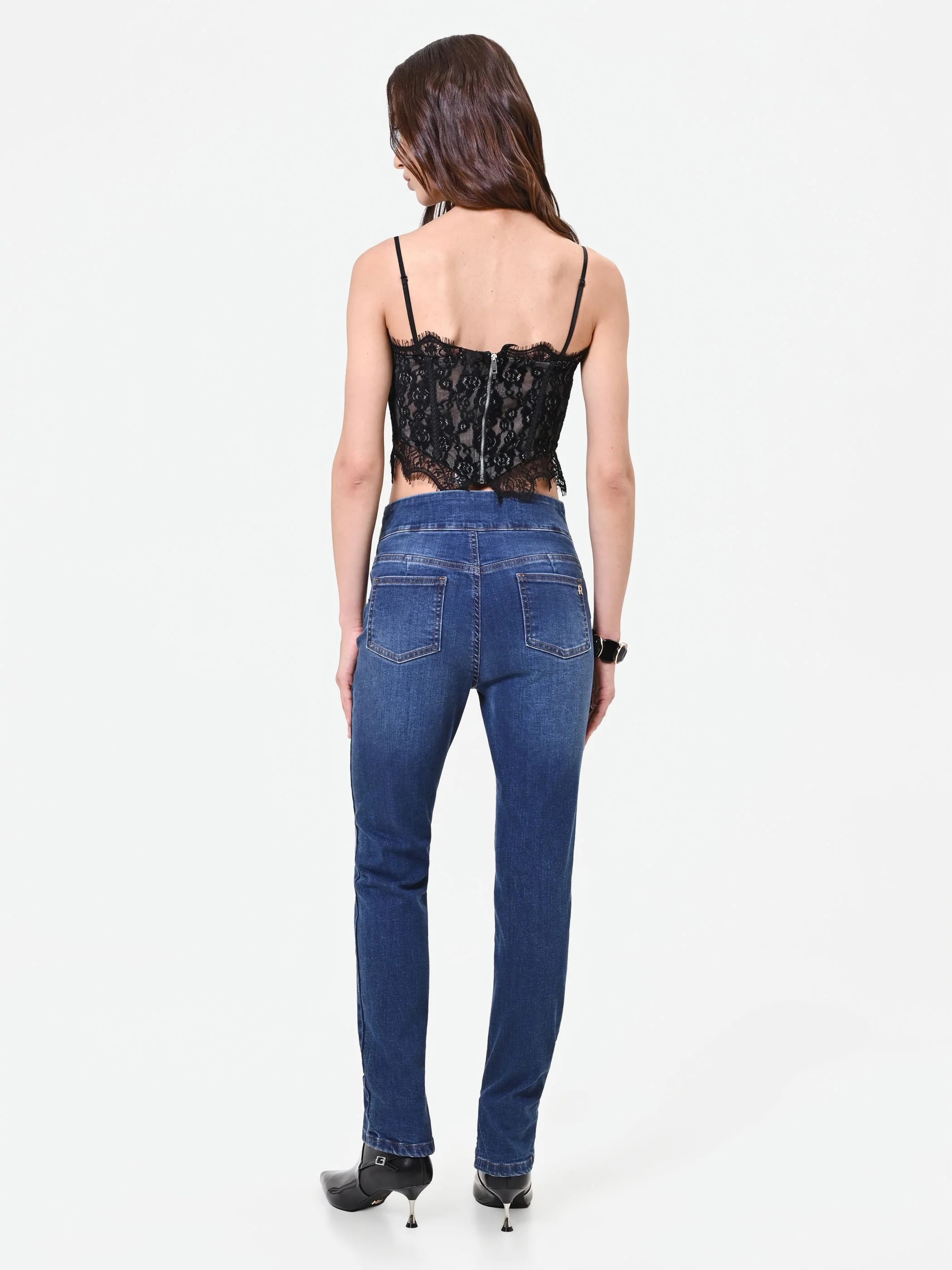 Jeans skinny blu con bottoni piatti - Image 5