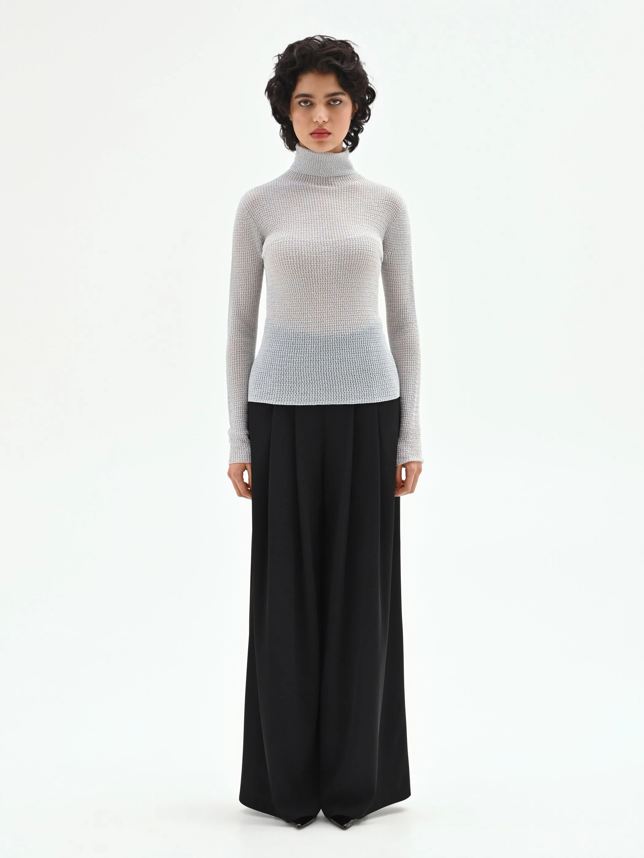 Maglia argento con texture a nido d'ape
