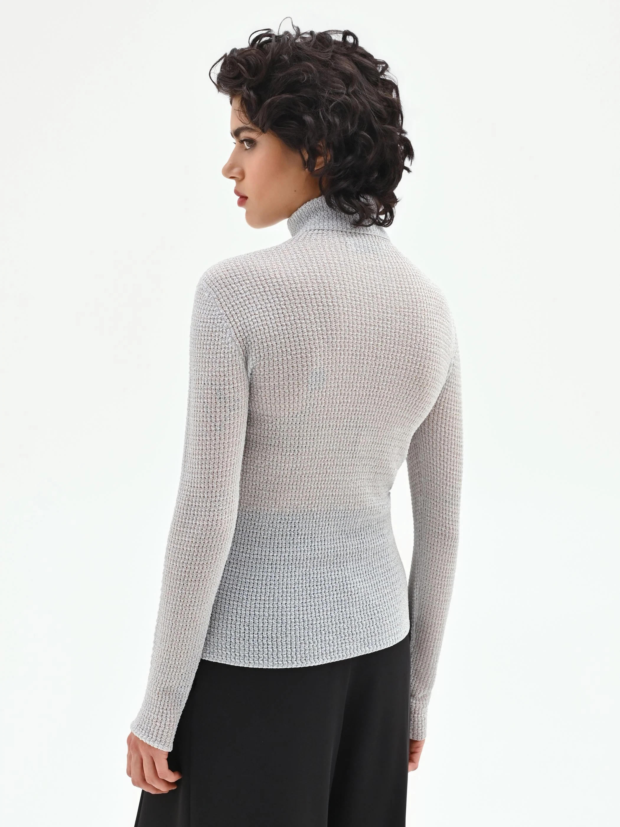 Maglia argento con texture a nido d'ape - Image 2
